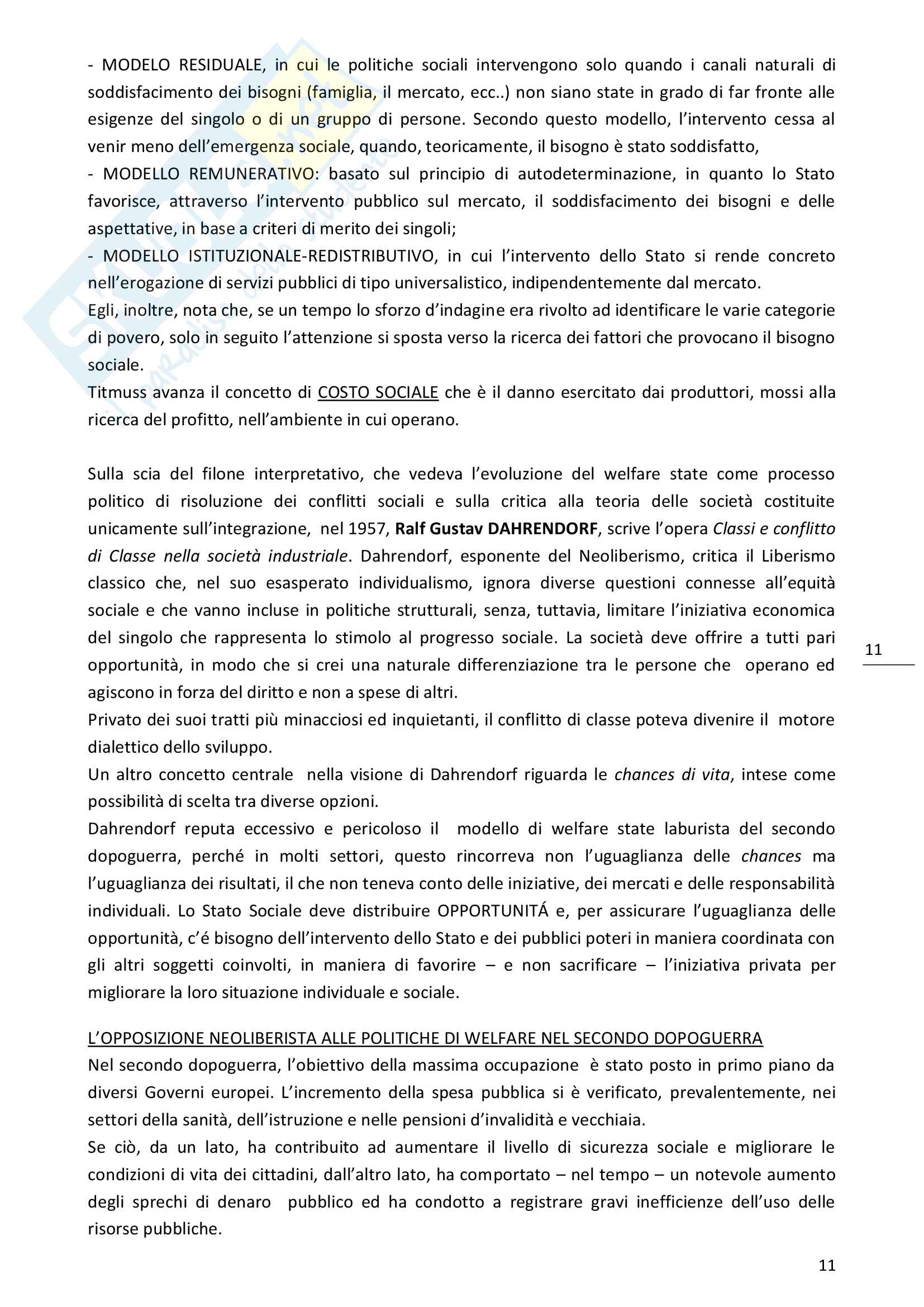 Welfare State ed Evoluzione sociale Pag. 11