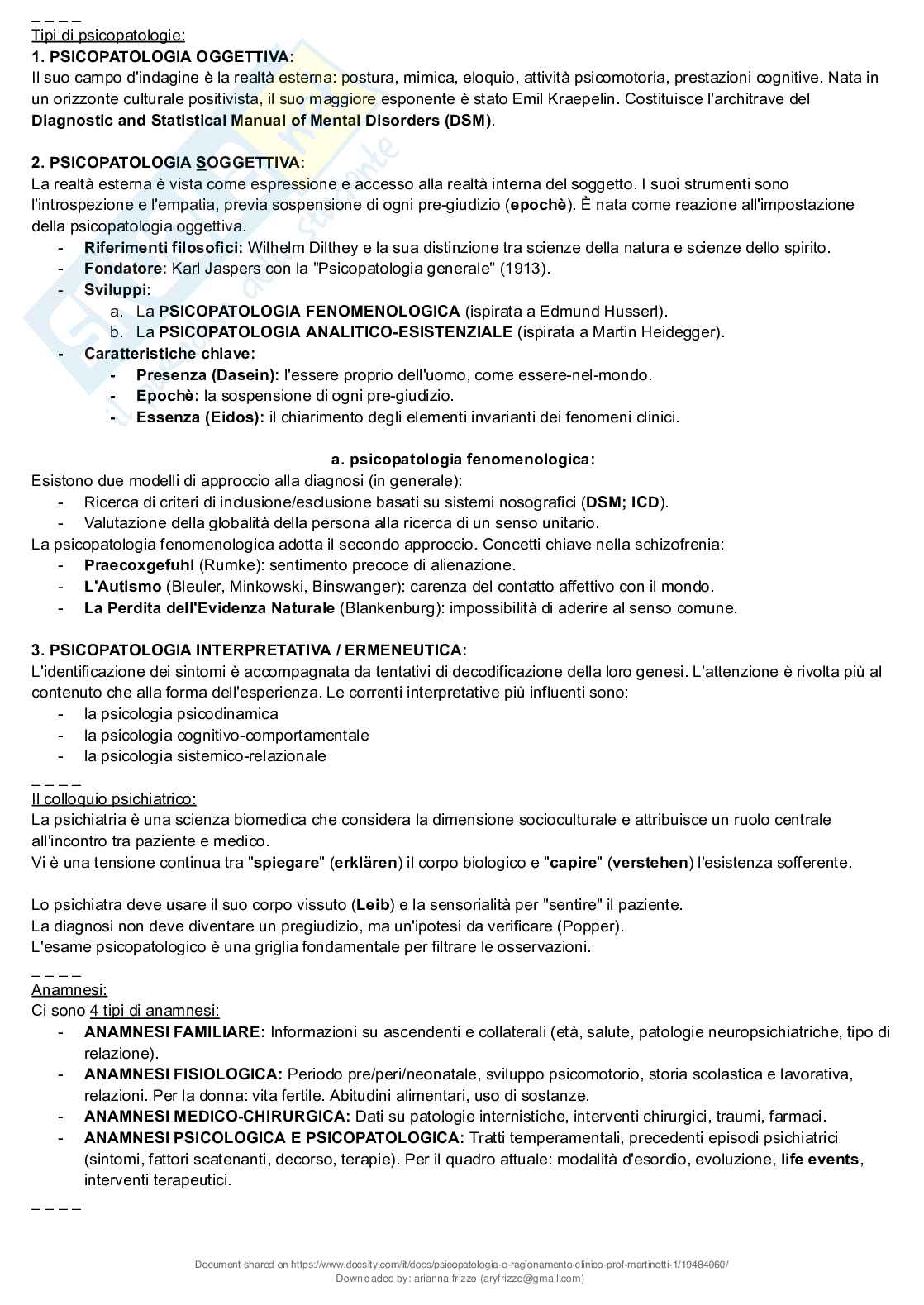 Riassunto esame Psicopatologia e ragionamento clinico, Prof. Martinotti Giovanni, libro consigliato Compendio di psicopatologia, Martinotti  Pag. 2