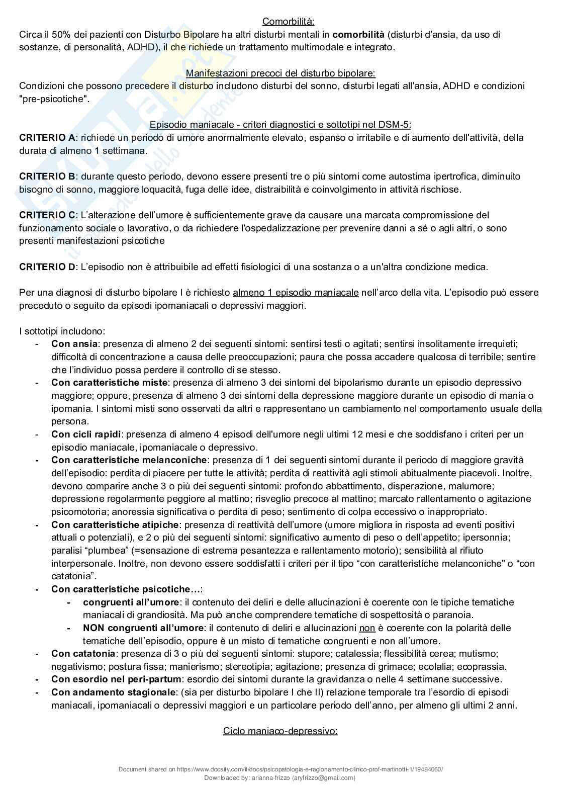 Riassunto esame Psicopatologia e ragionamento clinico, Prof. Martinotti Giovanni, libro consigliato Compendio di psicopatologia, Martinotti  Pag. 21