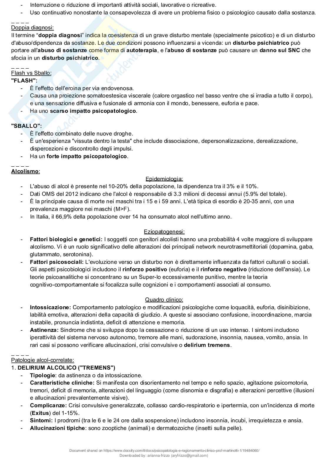 Riassunto esame Psicopatologia e ragionamento clinico, Prof. Martinotti Giovanni, libro consigliato Compendio di psicopatologia, Martinotti  Pag. 26