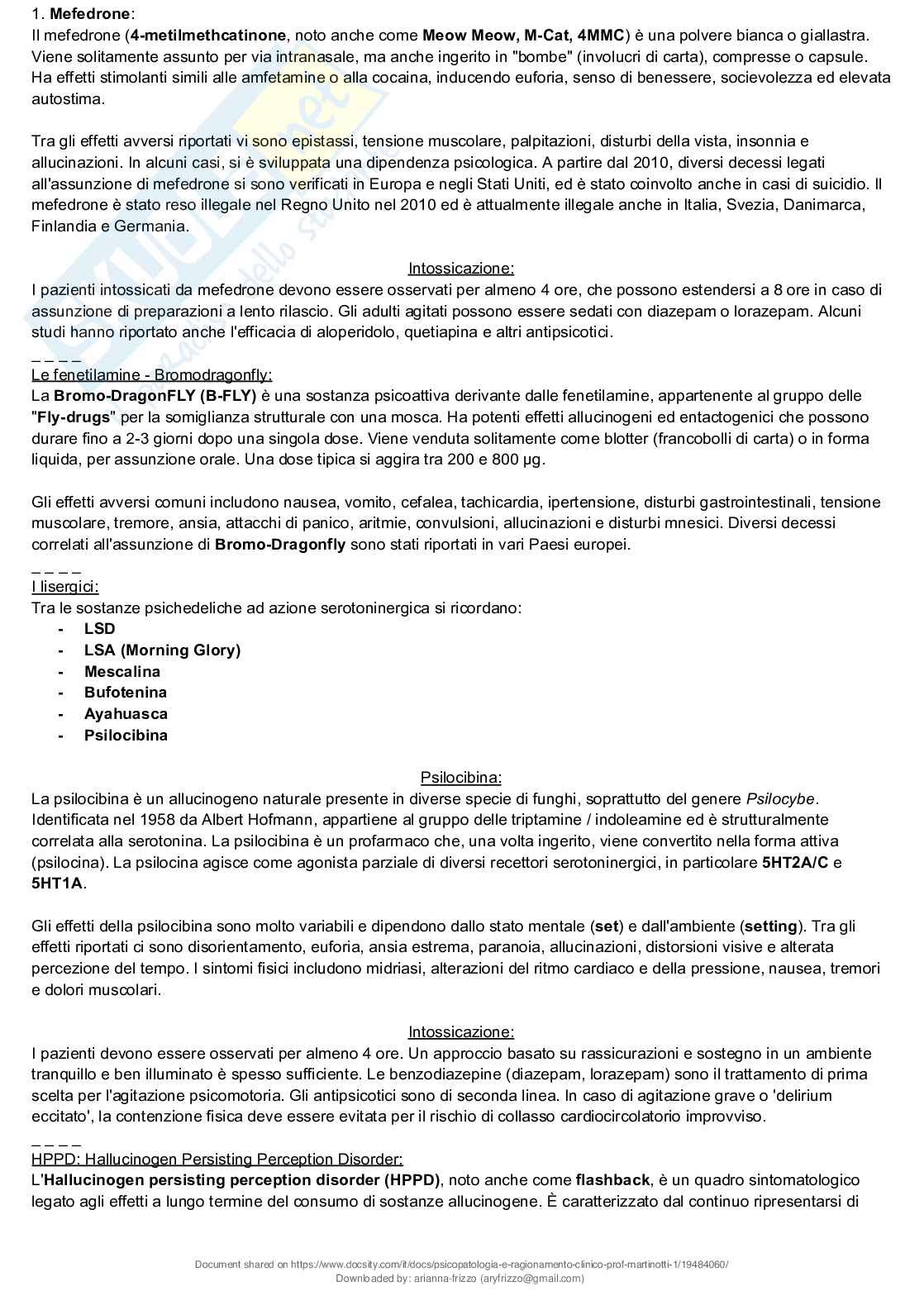 Riassunto esame Psicopatologia e ragionamento clinico, Prof. Martinotti Giovanni, libro consigliato Compendio di psicopatologia, Martinotti  Pag. 31