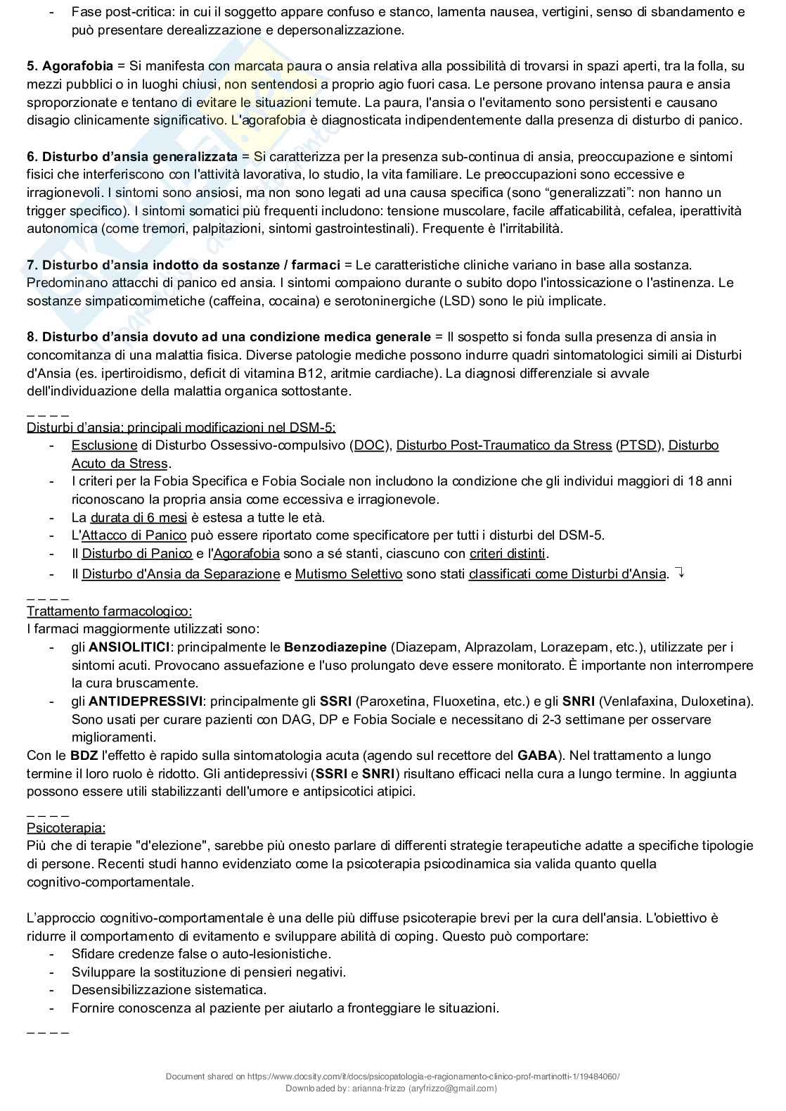Riassunto esame Psicopatologia e ragionamento clinico, Prof. Martinotti Giovanni, libro consigliato Compendio di psicopatologia, Martinotti  Pag. 41