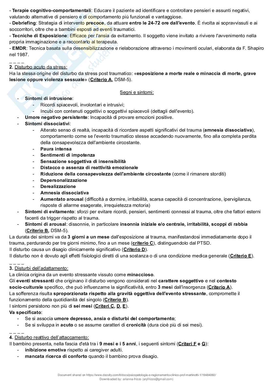Riassunto esame Psicopatologia e ragionamento clinico, Prof. Martinotti Giovanni, libro consigliato Compendio di psicopatologia, Martinotti  Pag. 51