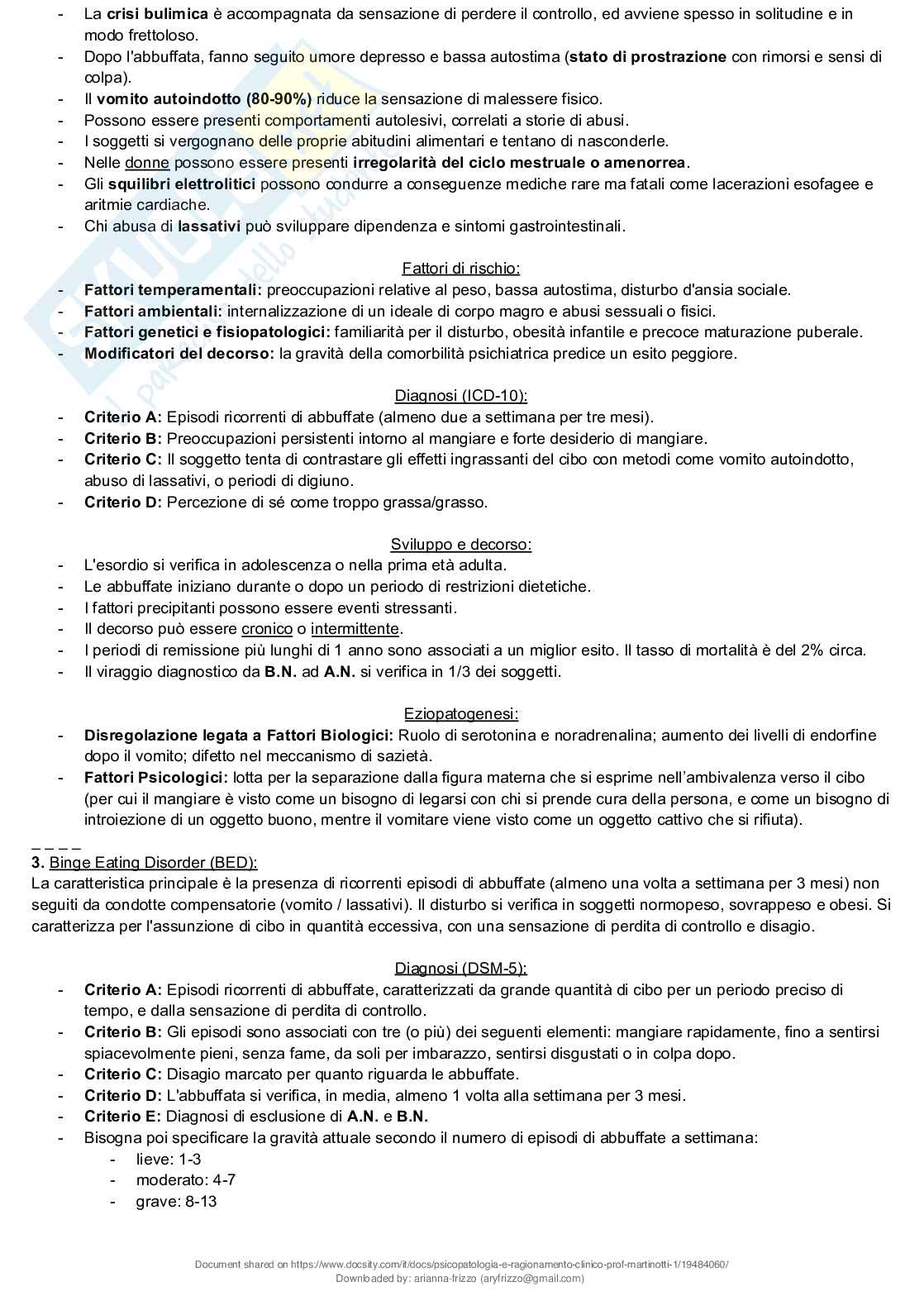 Riassunto esame Psicopatologia e ragionamento clinico, Prof. Martinotti Giovanni, libro consigliato Compendio di psicopatologia, Martinotti  Pag. 56