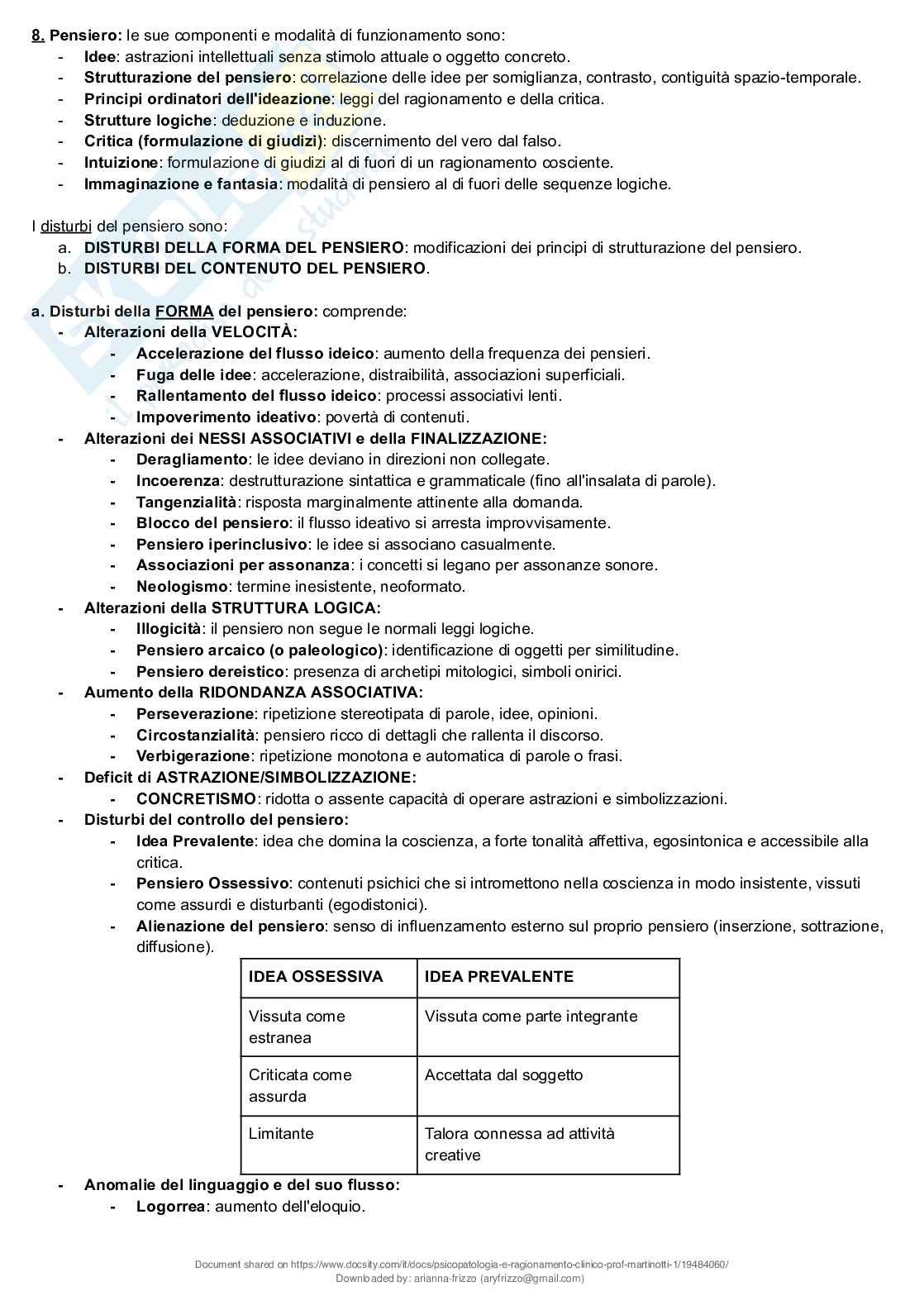 Riassunto esame Psicopatologia e ragionamento clinico, Prof. Martinotti Giovanni, libro consigliato Compendio di psicopatologia, Martinotti  Pag. 6