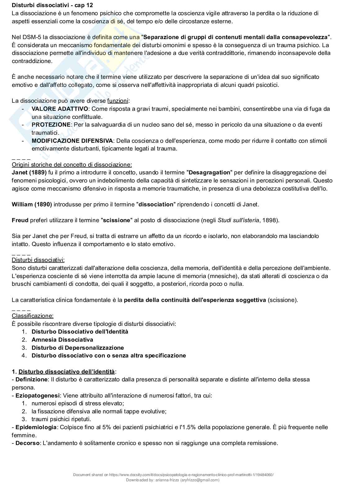 Riassunto esame Psicopatologia e ragionamento clinico, Prof. Martinotti Giovanni, libro consigliato Compendio di psicopatologia, Martinotti  Pag. 66