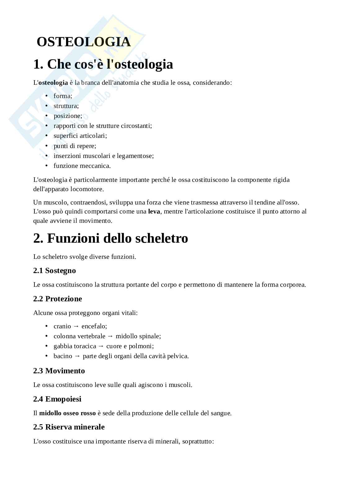 Appunti di Anatomia applicata all'attività motoria completi Pag. 1
