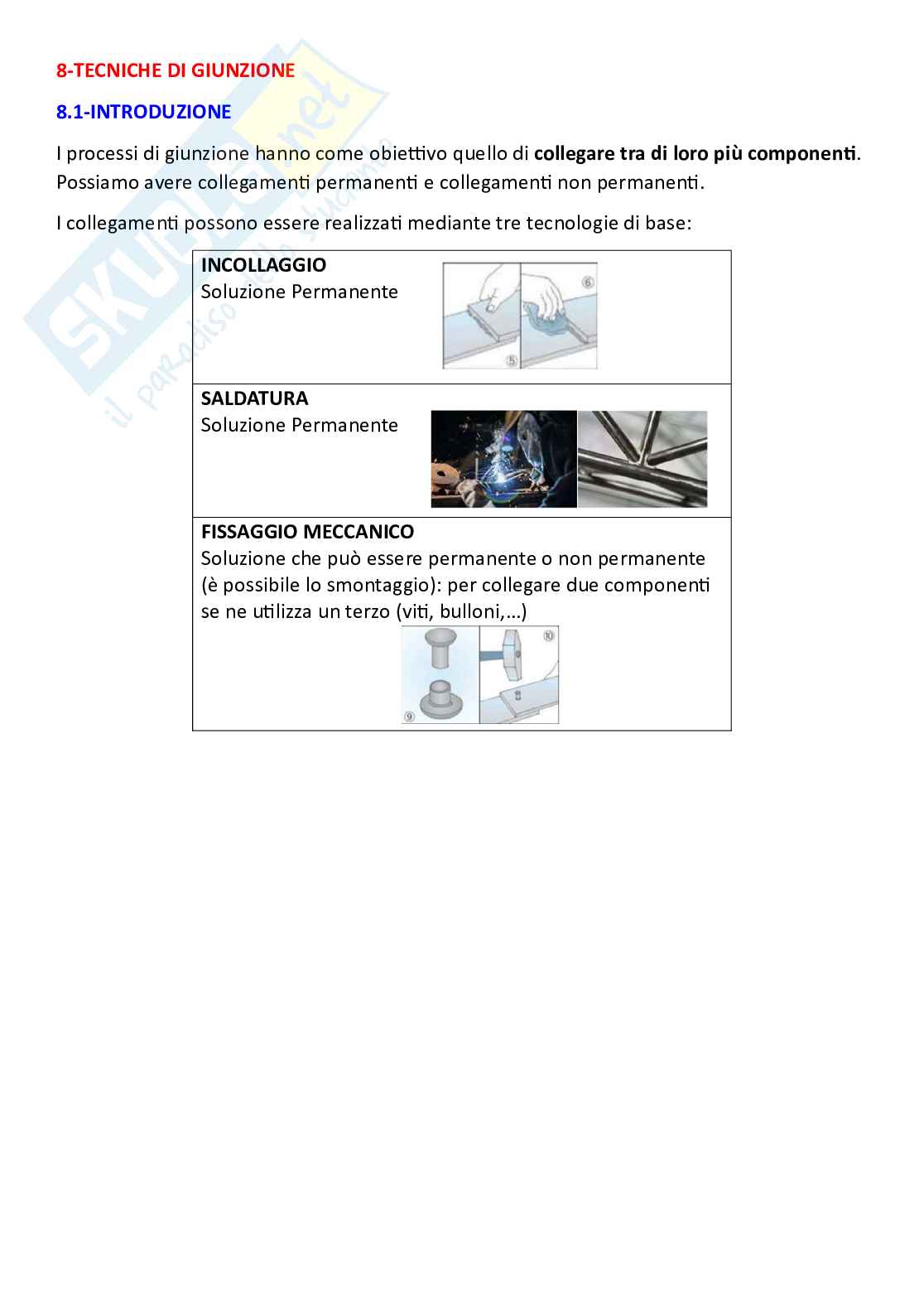 Tecnologie industriali pt.14 - Tecniche di giunzione e saldature Pag. 1