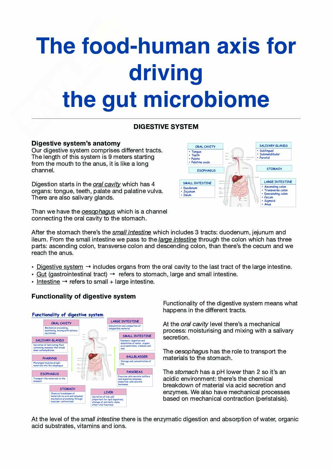 The food human axis for driving the gut microbiome Pag. 1