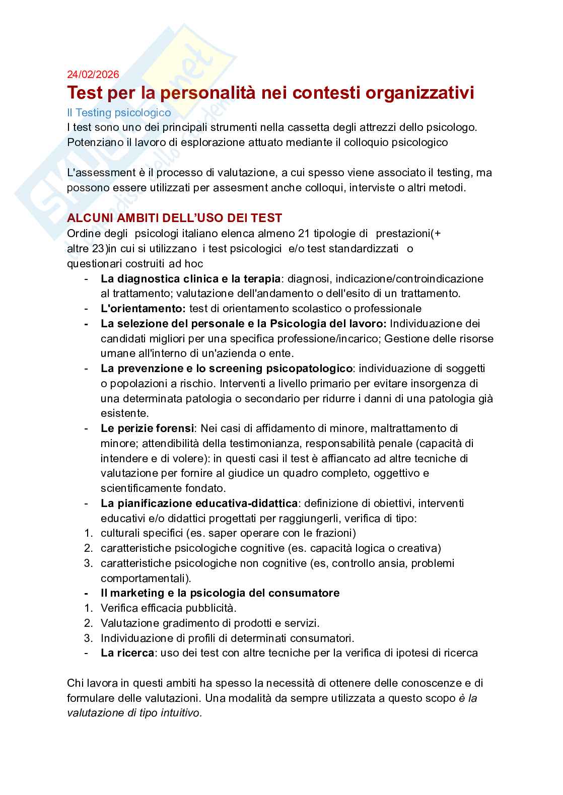 Appunti di Test di personalità Pag. 1