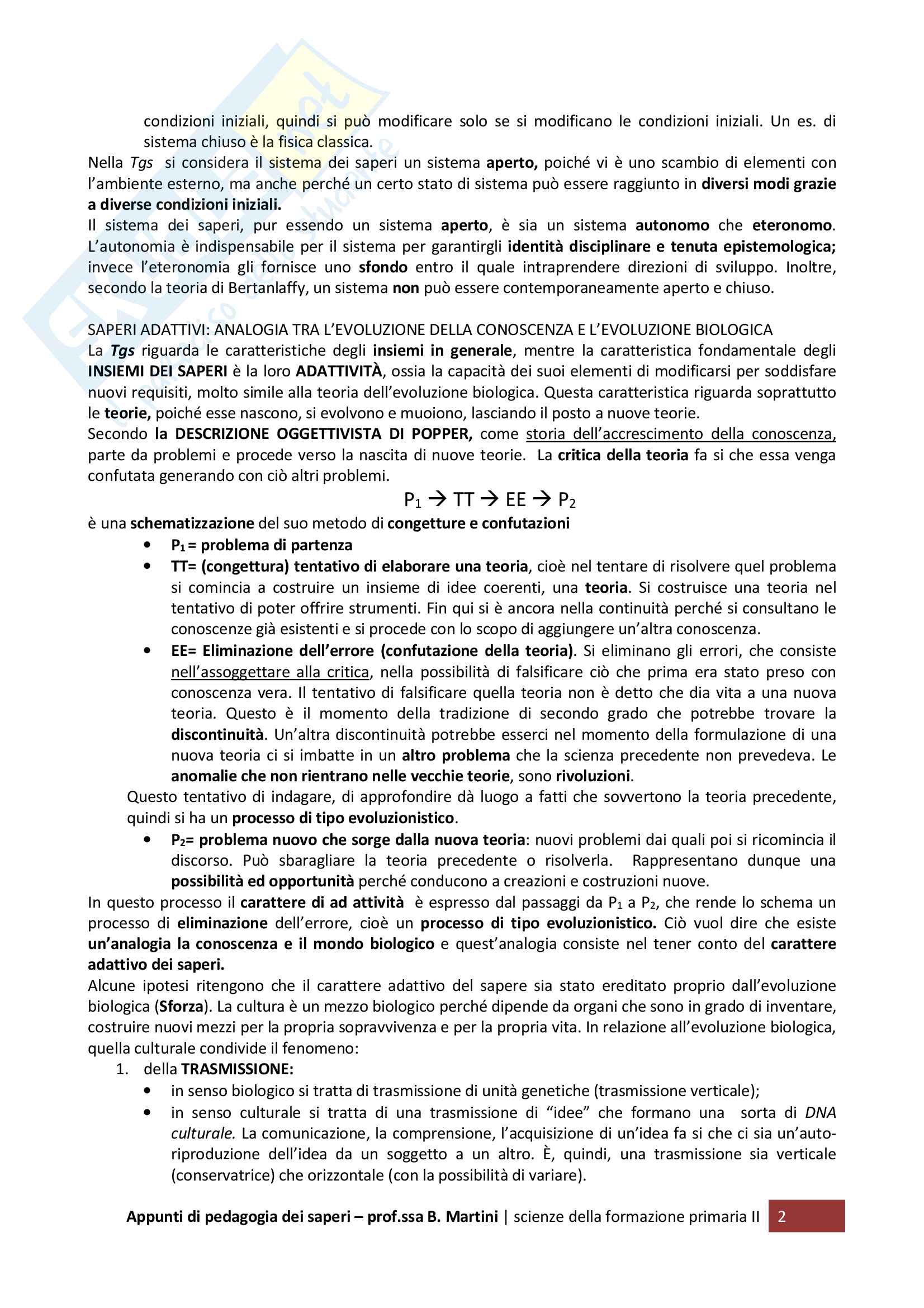 appunti di pedagogia dei saperi, lezioni Pag. 2
