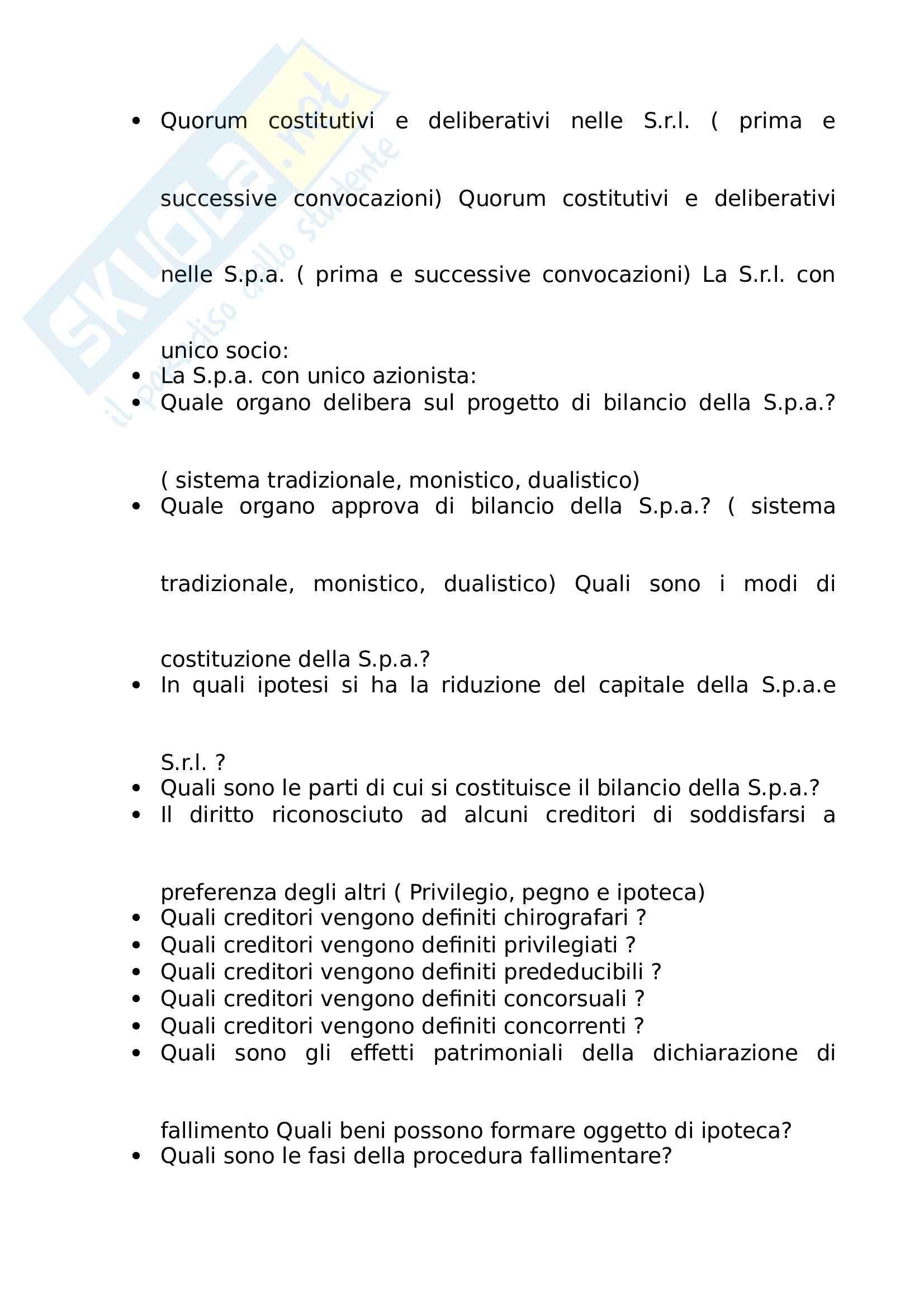 Lista esauriente di domande diritto commerciale Pag. 6
