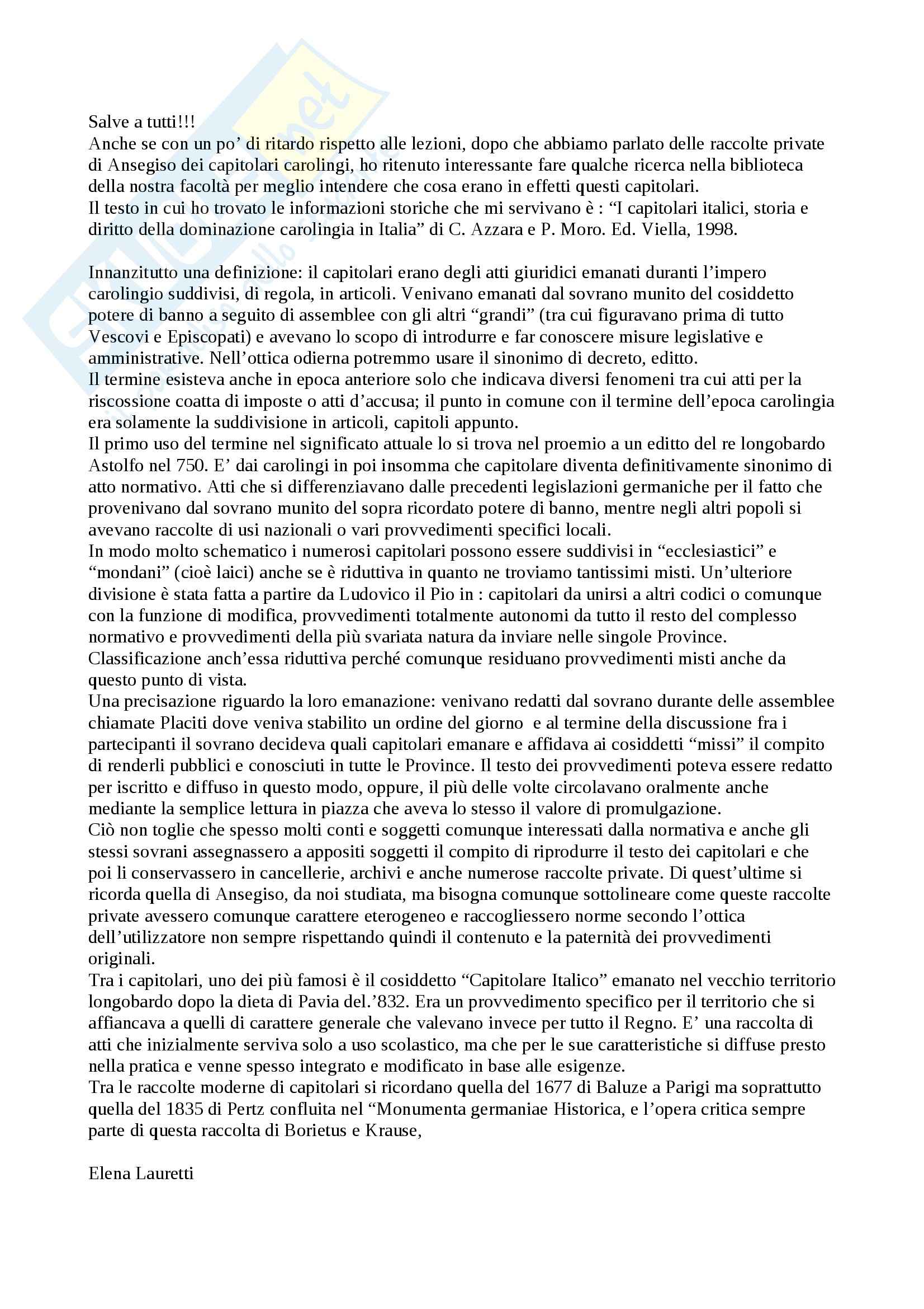 Capitolari carolingi Pag. 1