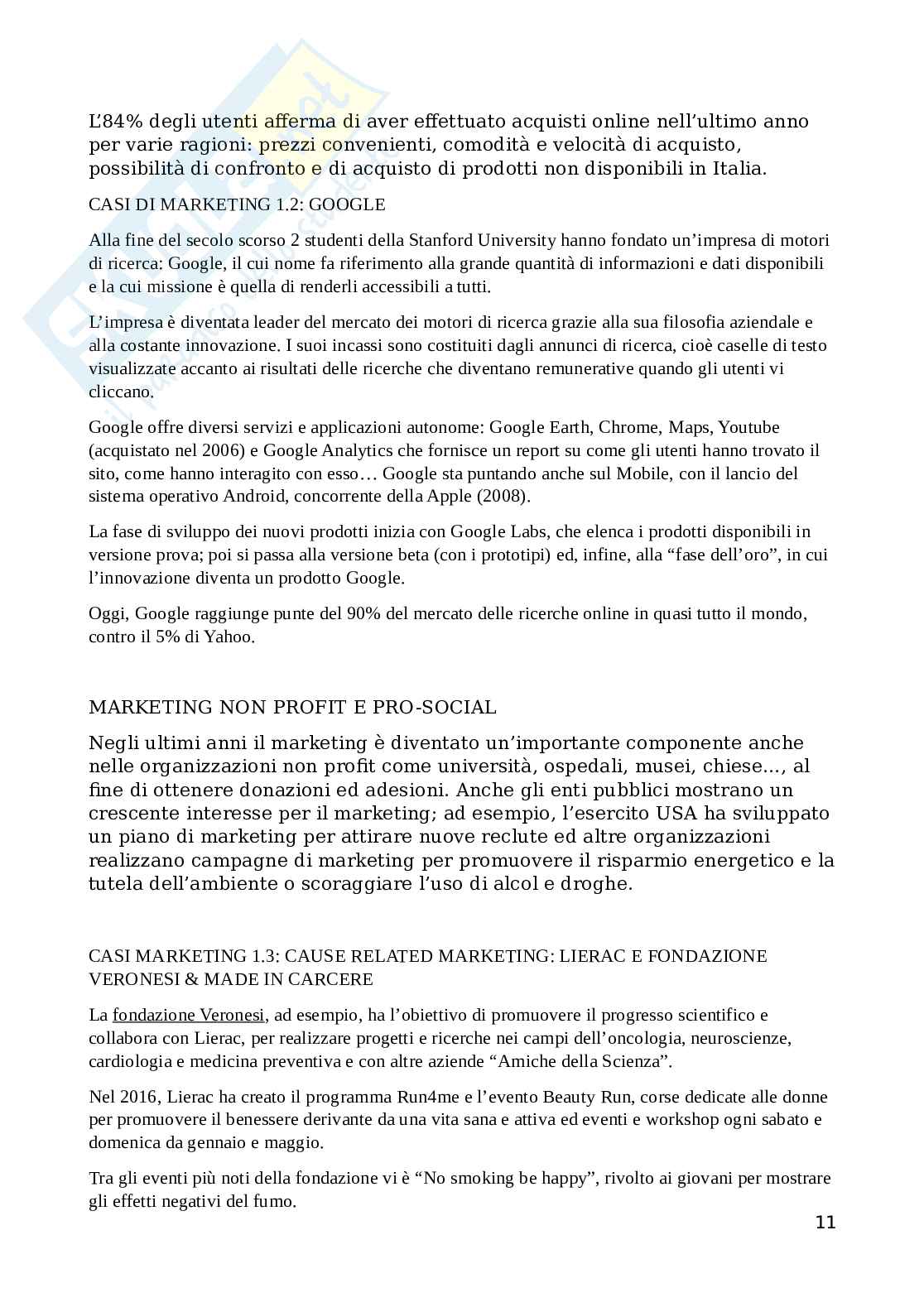 Riassunto esame Marketing, Prof. Galvagno Marco, libro consigliato Principi di marketing, 17esima edizione, 2019.,  Kotler Pag. 11