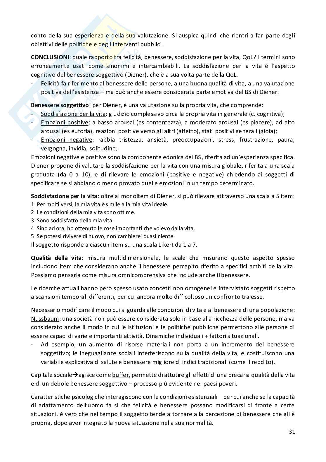 Riassunto esame Metodi di Intervento in Psicologia di Comunità, prof De Piccoli, libro consigliato Salute e qualità della vita nella società del benessere, De Piccoli Pag. 31