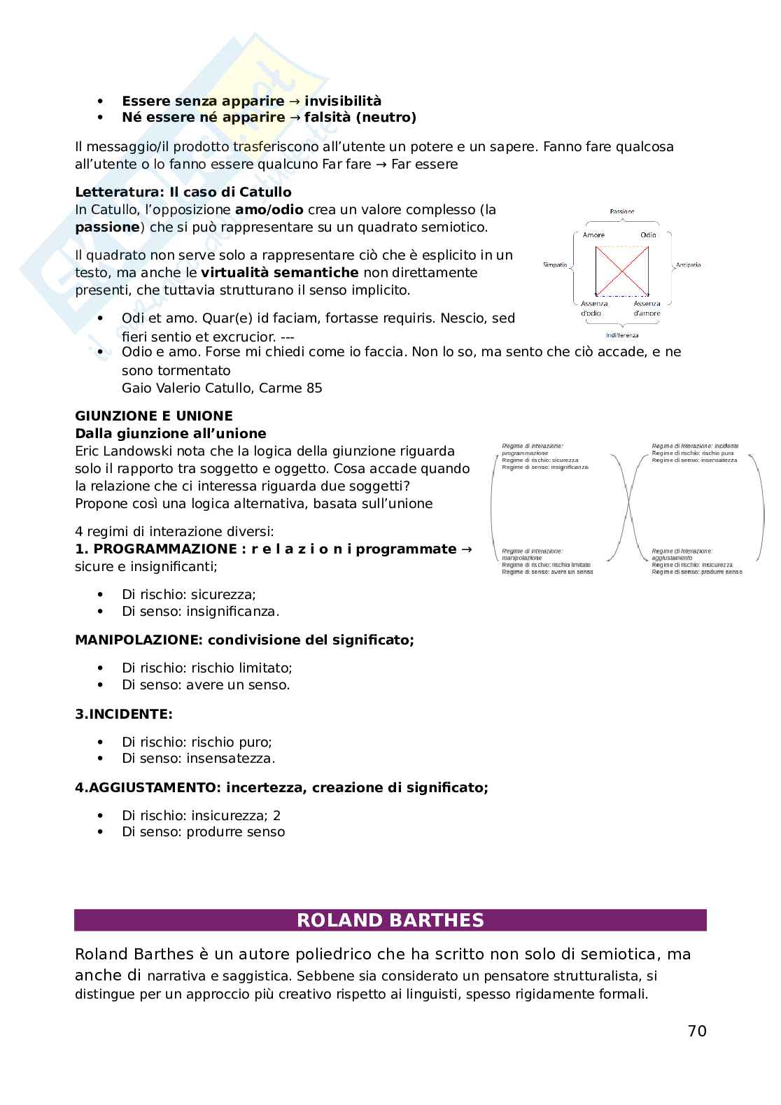 Riassunto esame Semiotica, Prof. Galofaro Fracesco, libro consigliato Introduzione alla semiotica del testo , Marrone  Pag. 71