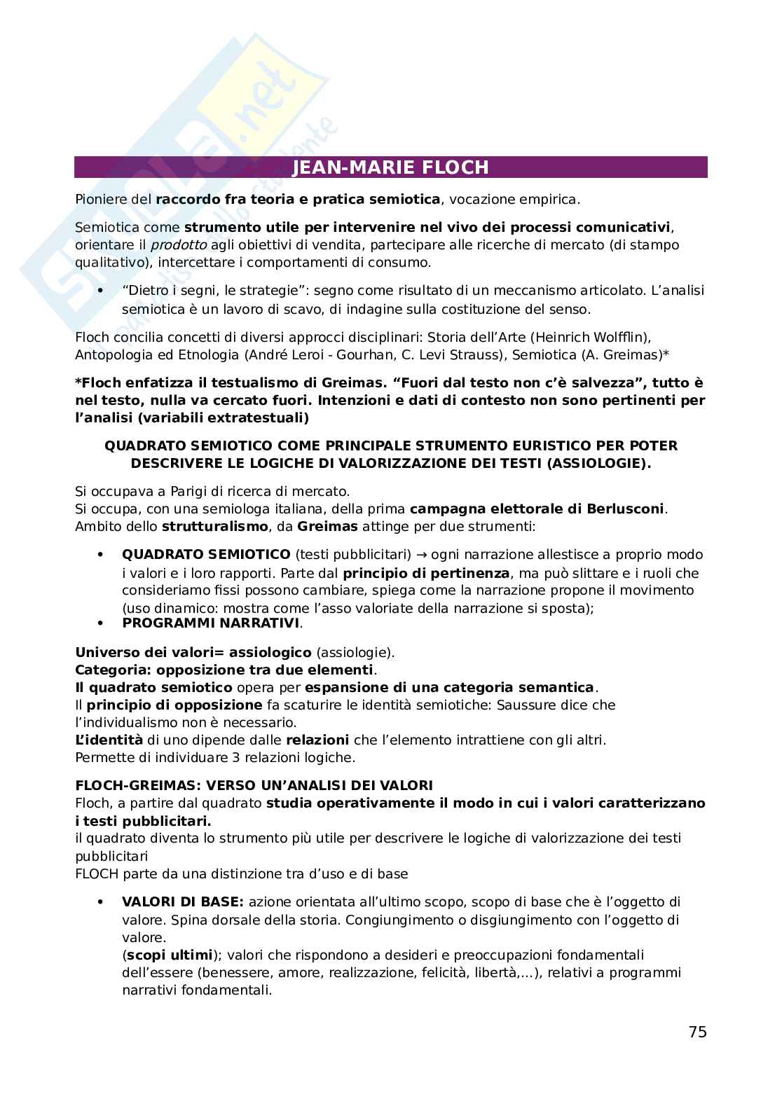Riassunto esame Semiotica, Prof. Galofaro Fracesco, libro consigliato Introduzione alla semiotica del testo , Marrone  Pag. 76