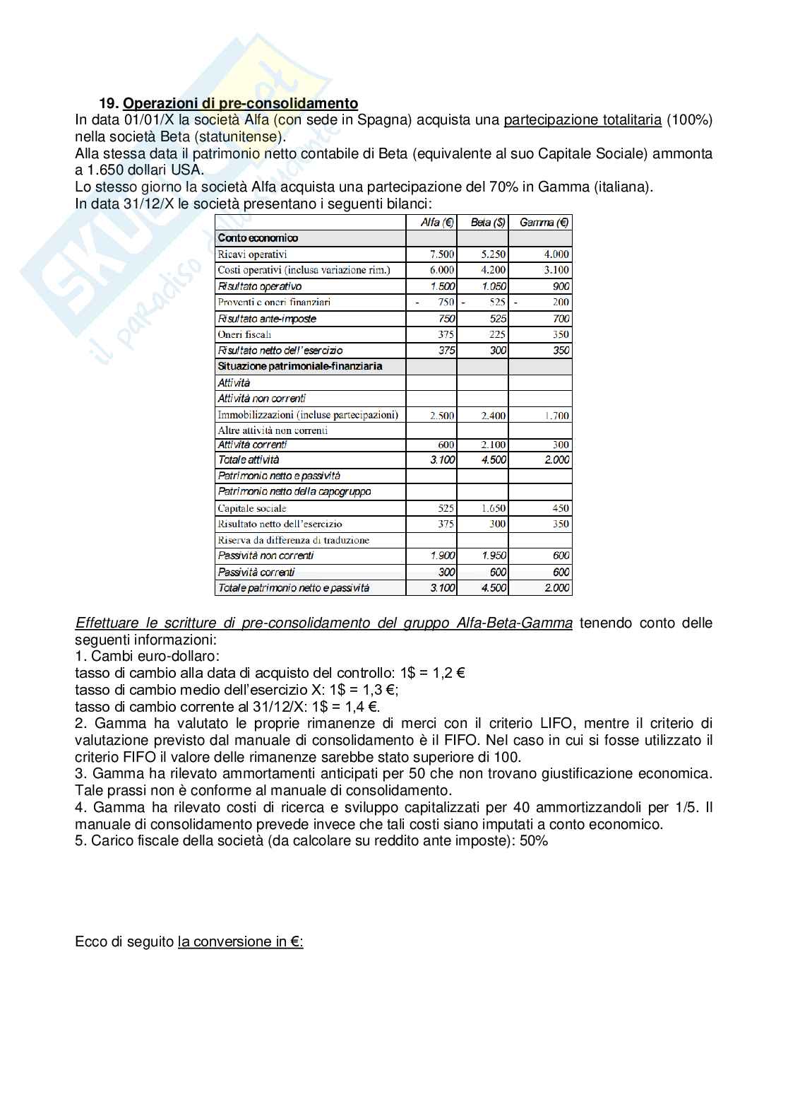 Esercizi valutazioni di bilancio e bilancio consolidato Pag. 46