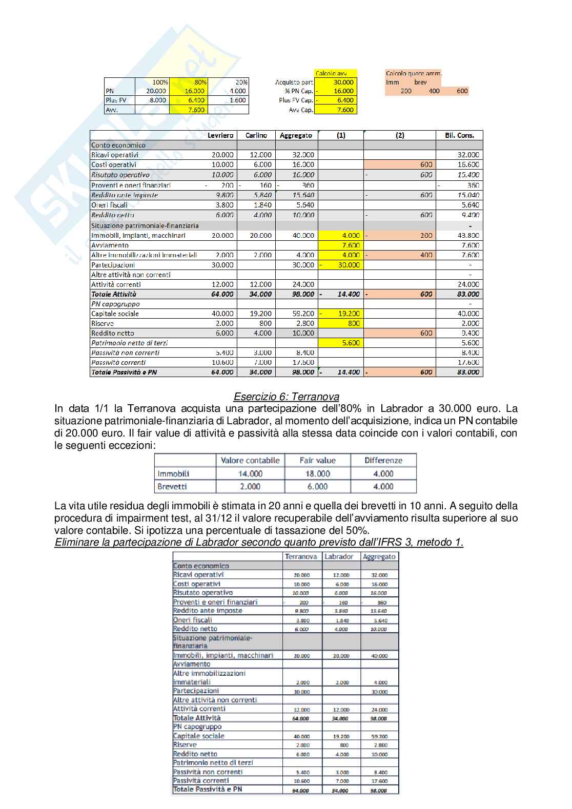 Esercizi valutazioni di bilancio e bilancio consolidato Pag. 51