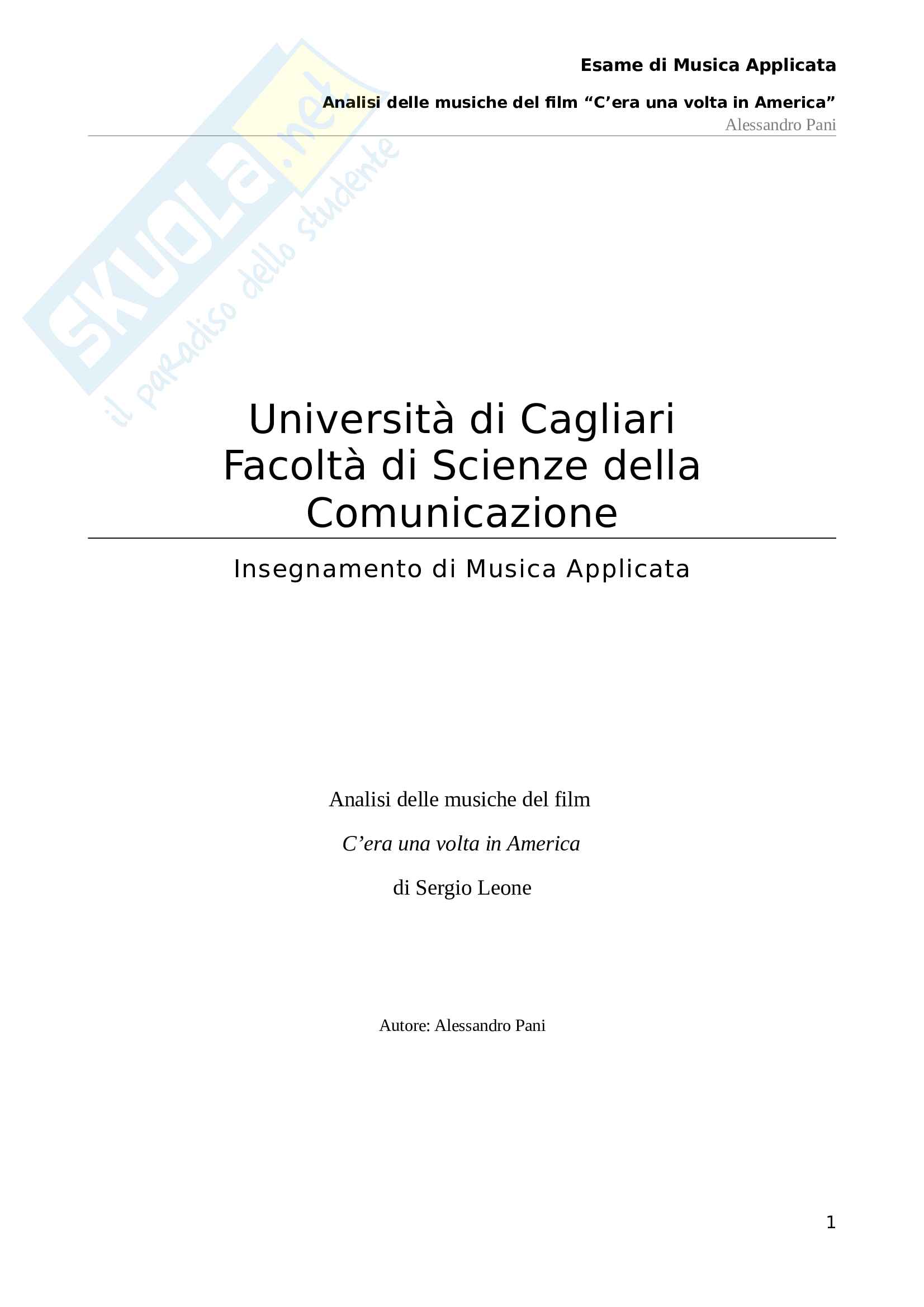 Relazione su C'era una volta in America Pag. 1