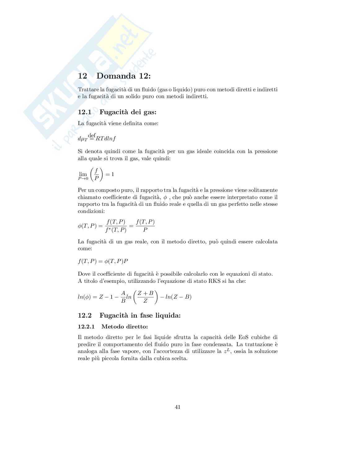 Risposta alle 30 per l'esame di Termodinamica dell'ingegneria chimica  Pag. 41