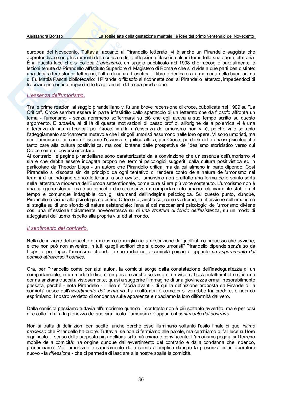 La sottile arte della gestazione mentale: le idee del primo ventennio del Novecento Pag. 86