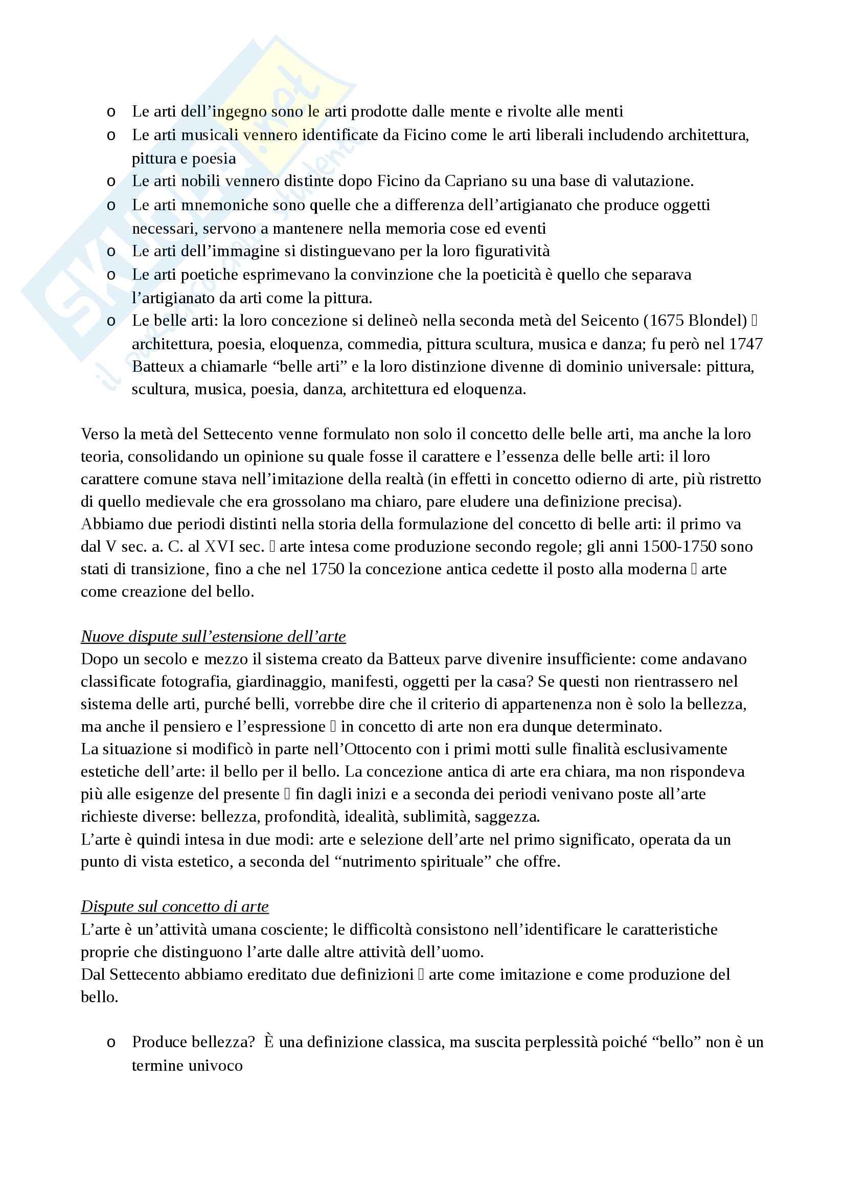 Riassunto esame Estetica, prof. Diodato, libro consigliato Storia di sei Idee, Tatarkiewicz Pag. 2