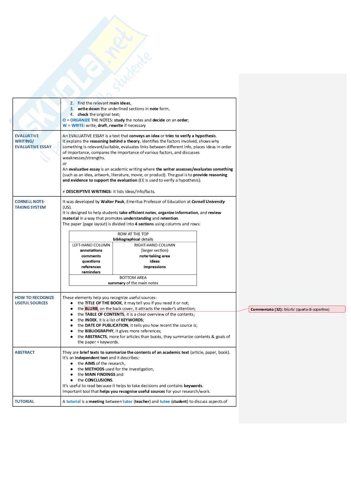 Schema Lingua inglese  Pag. 26