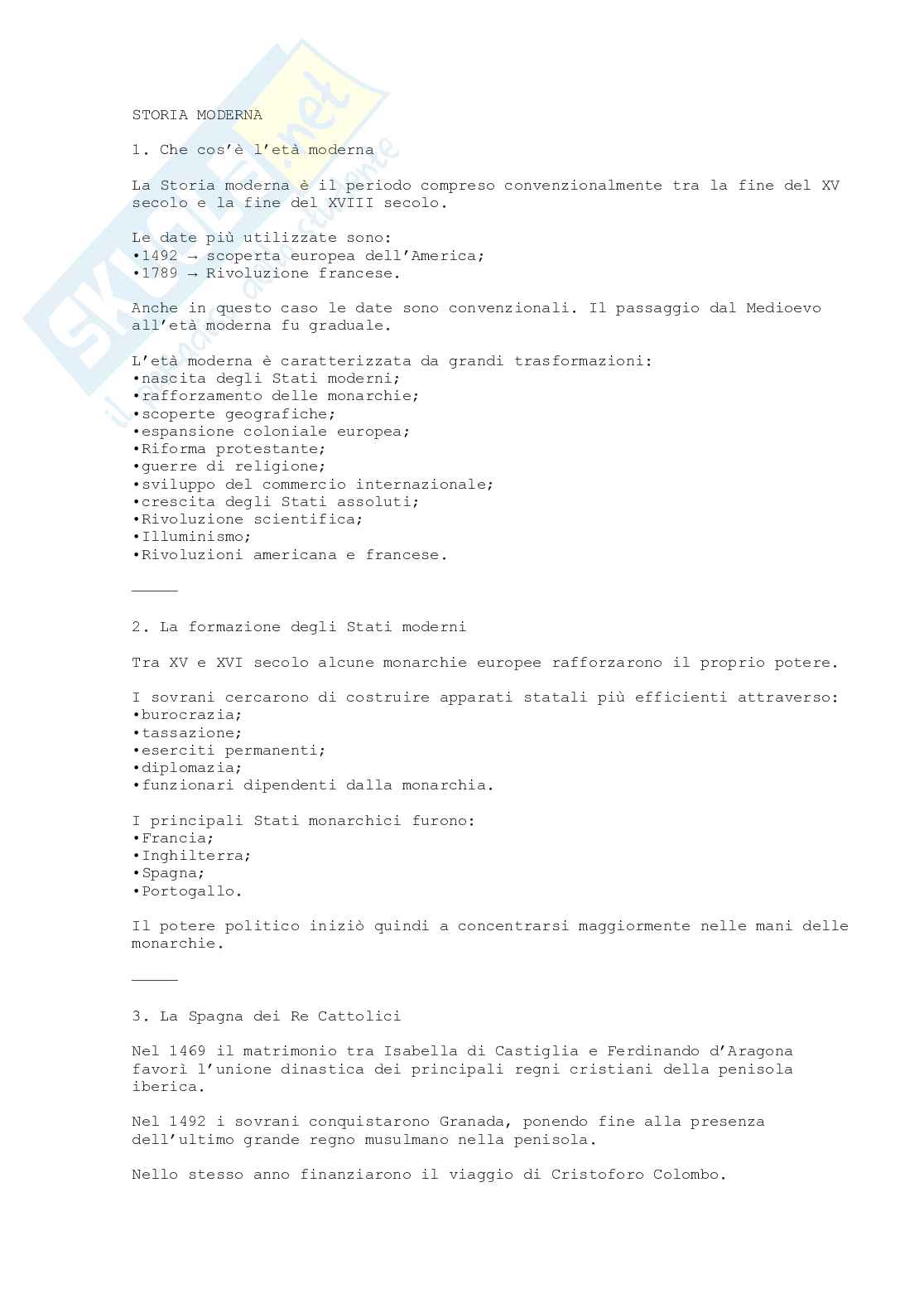 Storia moderna  Pag. 1