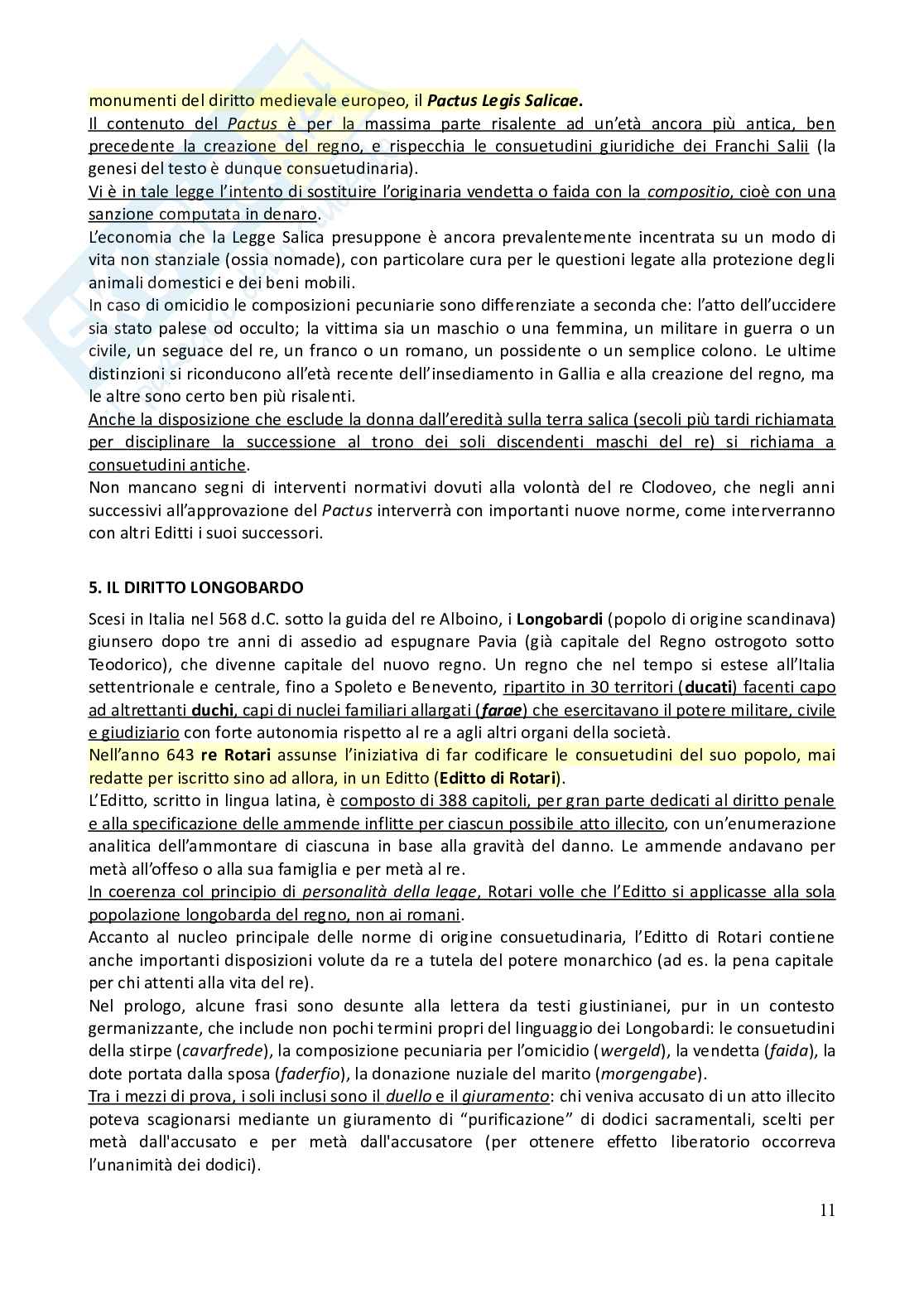 Riassunto esame Storia del diritto medievale e moderno, Prof. Chiodi Giovanni, libro consigliato Storia del diritto in Europa - 2^ edizione, Padoa Schioppa Pag. 11
