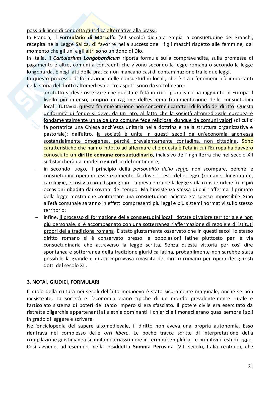 Riassunto esame Storia del diritto medievale e moderno, Prof. Chiodi Giovanni, libro consigliato Storia del diritto in Europa - 2^ edizione, Padoa Schioppa Pag. 21