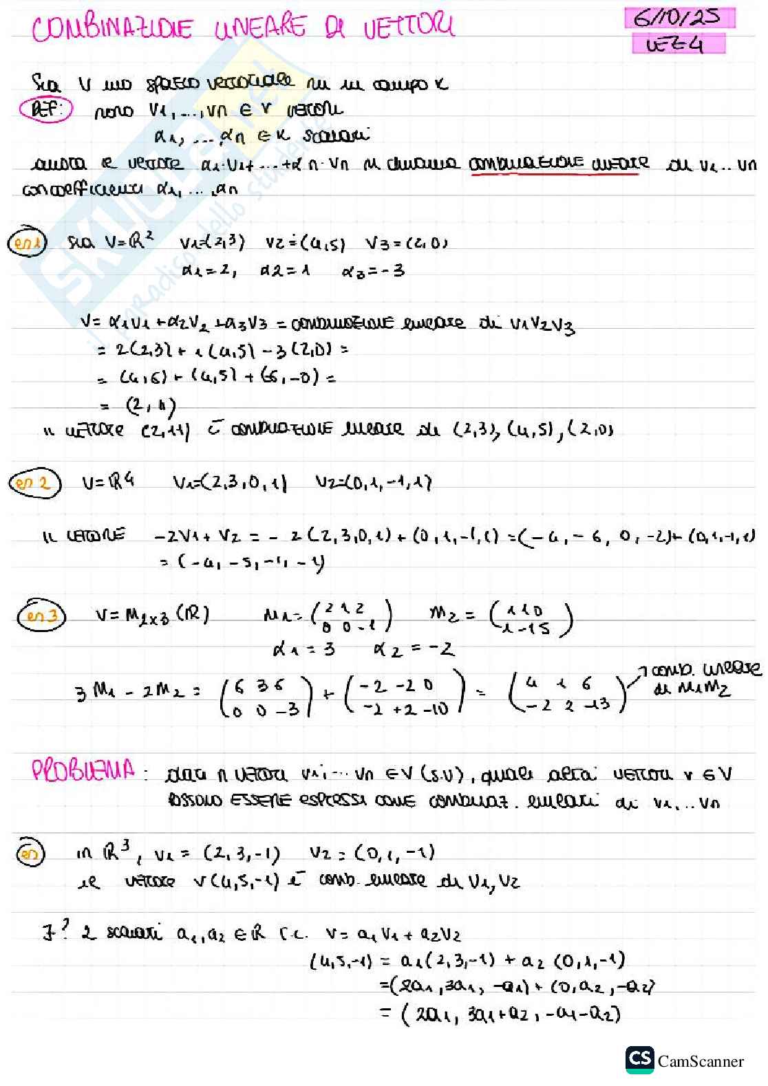 Combinazione lineare  Pag. 2