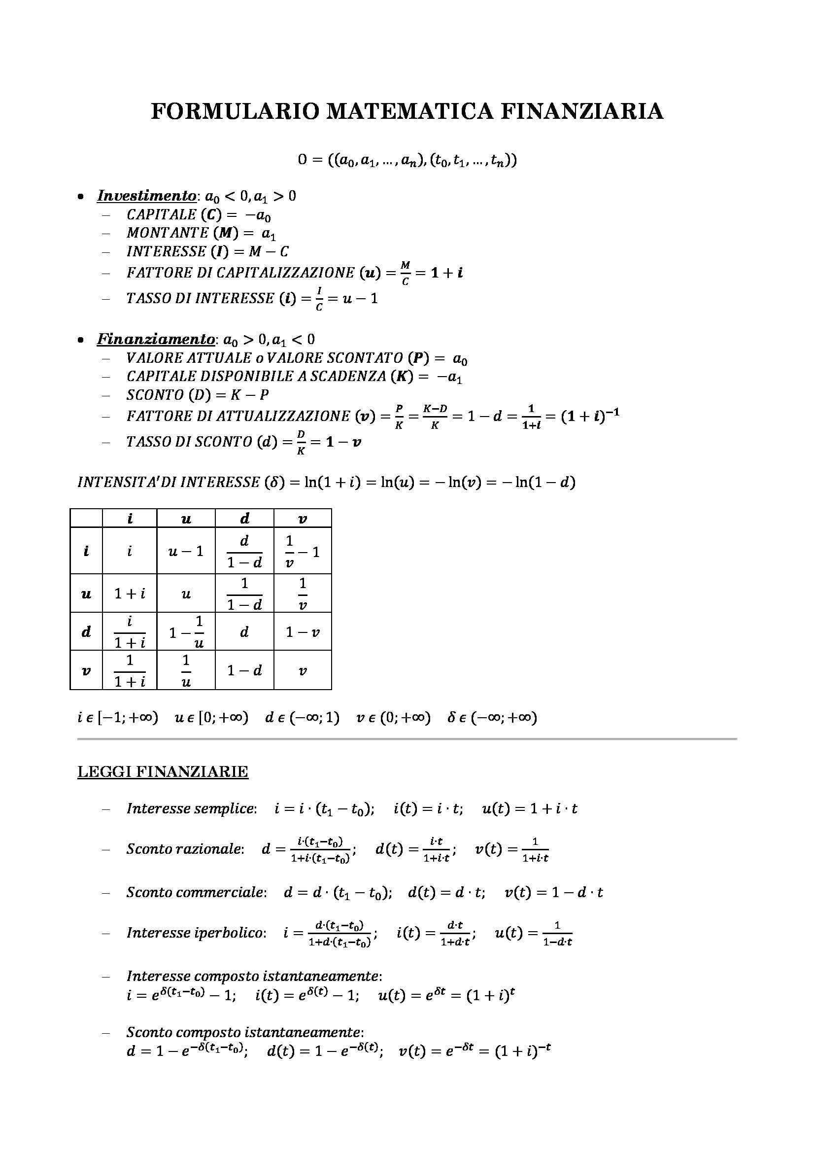 Matematica Finanziaria