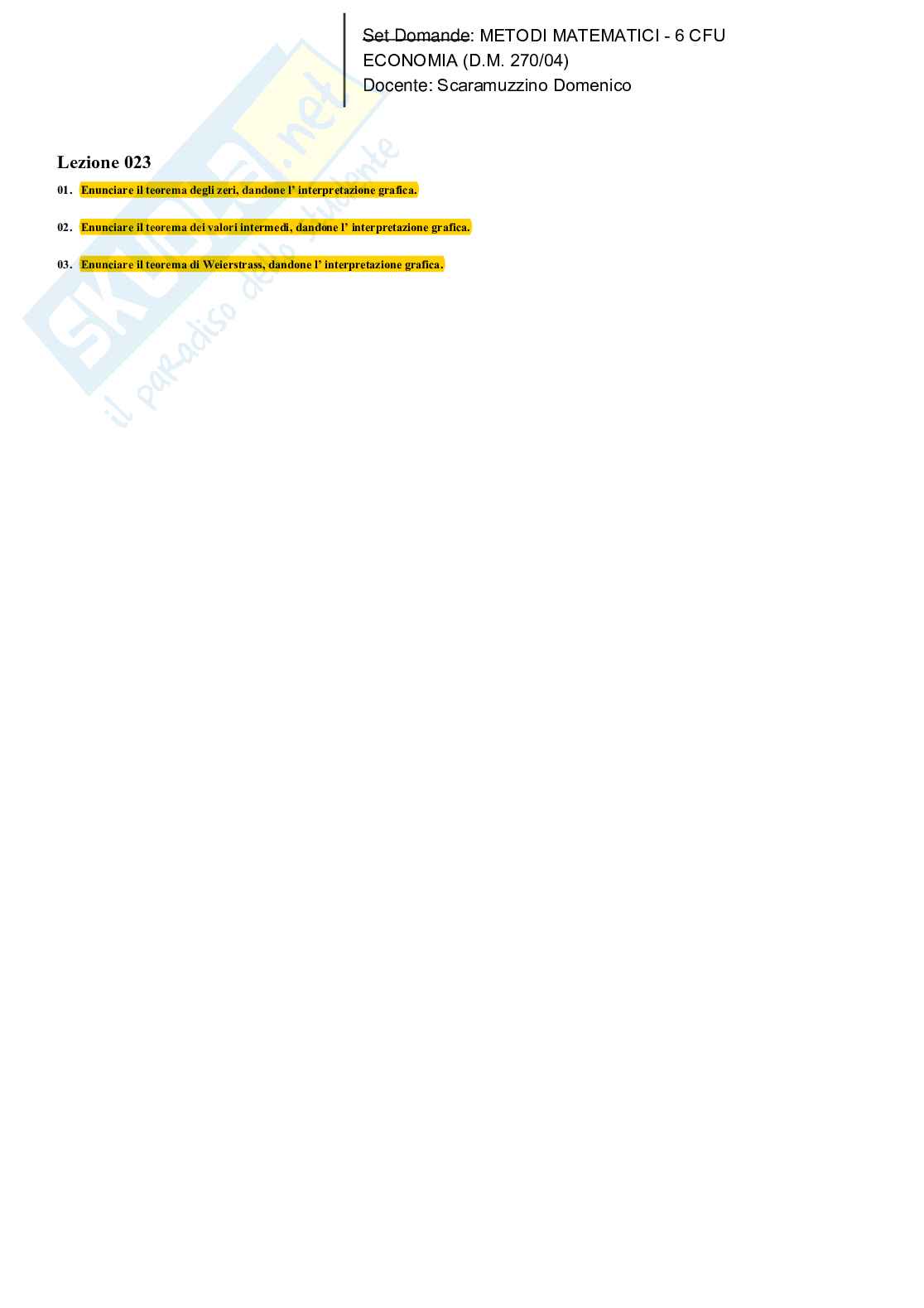 Soluzioni crocette Metodi matematici   Pag. 21