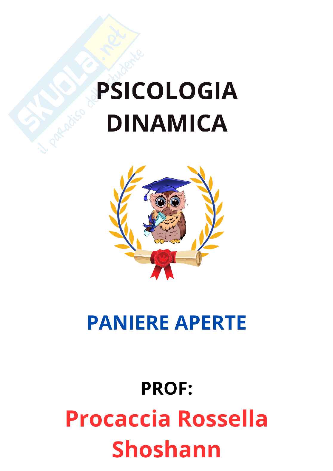 Paniere Psicologia dinamica - Risposte aperte - aggiornato (2026) Pag. 1