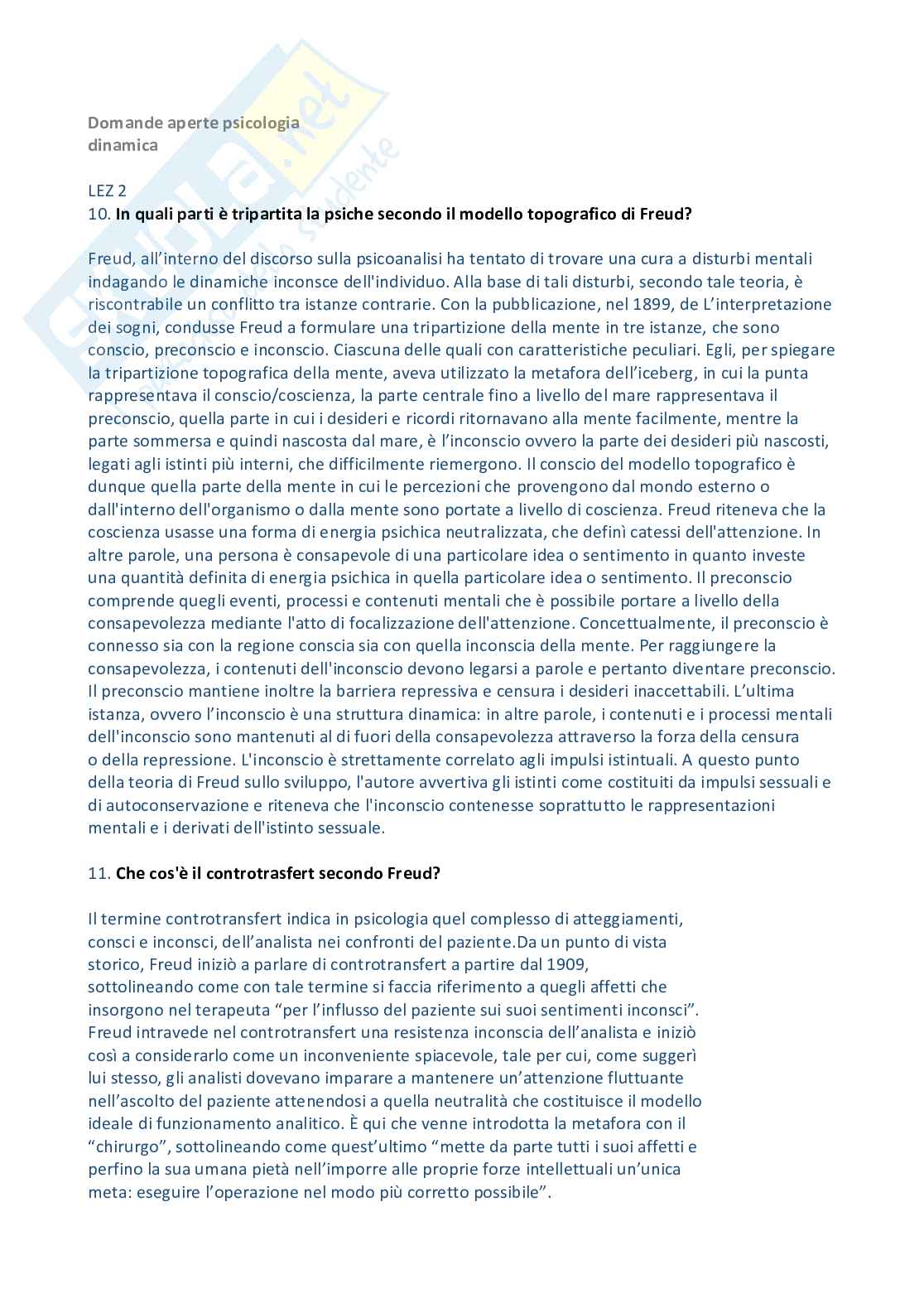 Paniere Psicologia dinamica - Risposte aperte - aggiornato (2026) Pag. 2