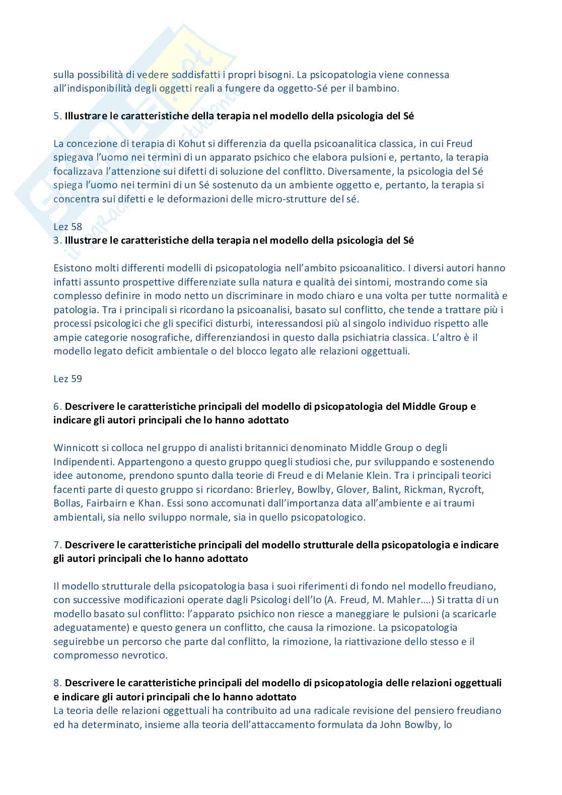 Paniere Psicologia dinamica - Risposte aperte - aggiornato (2026) Pag. 66