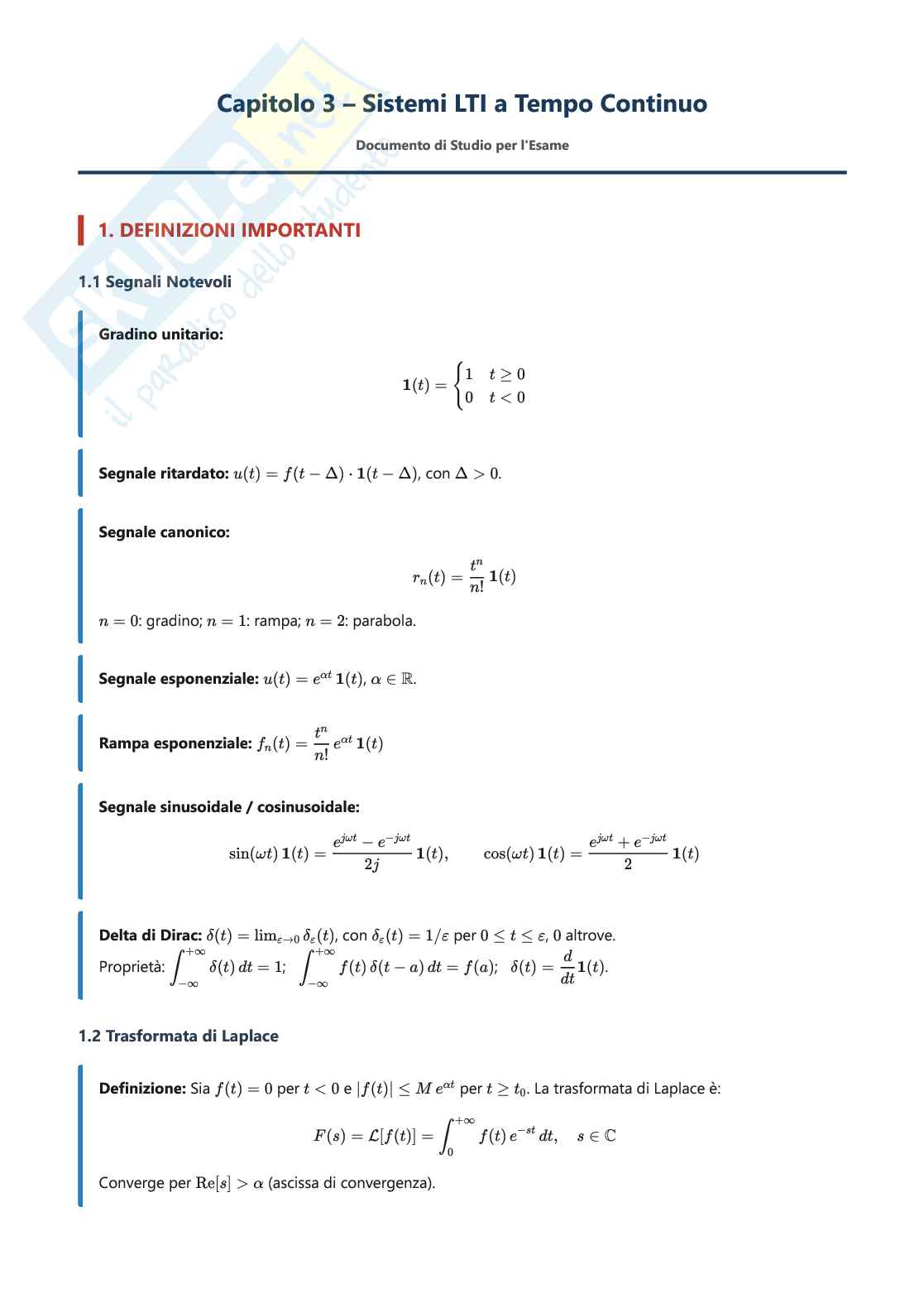Sistemi LTI Pag. 1