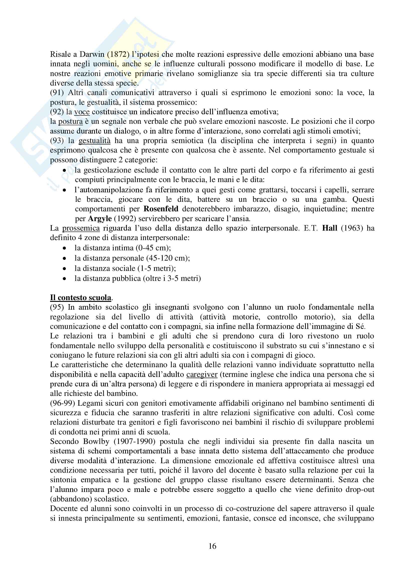 Pedagogia generale - le teorie sulle emozioni Pag. 16