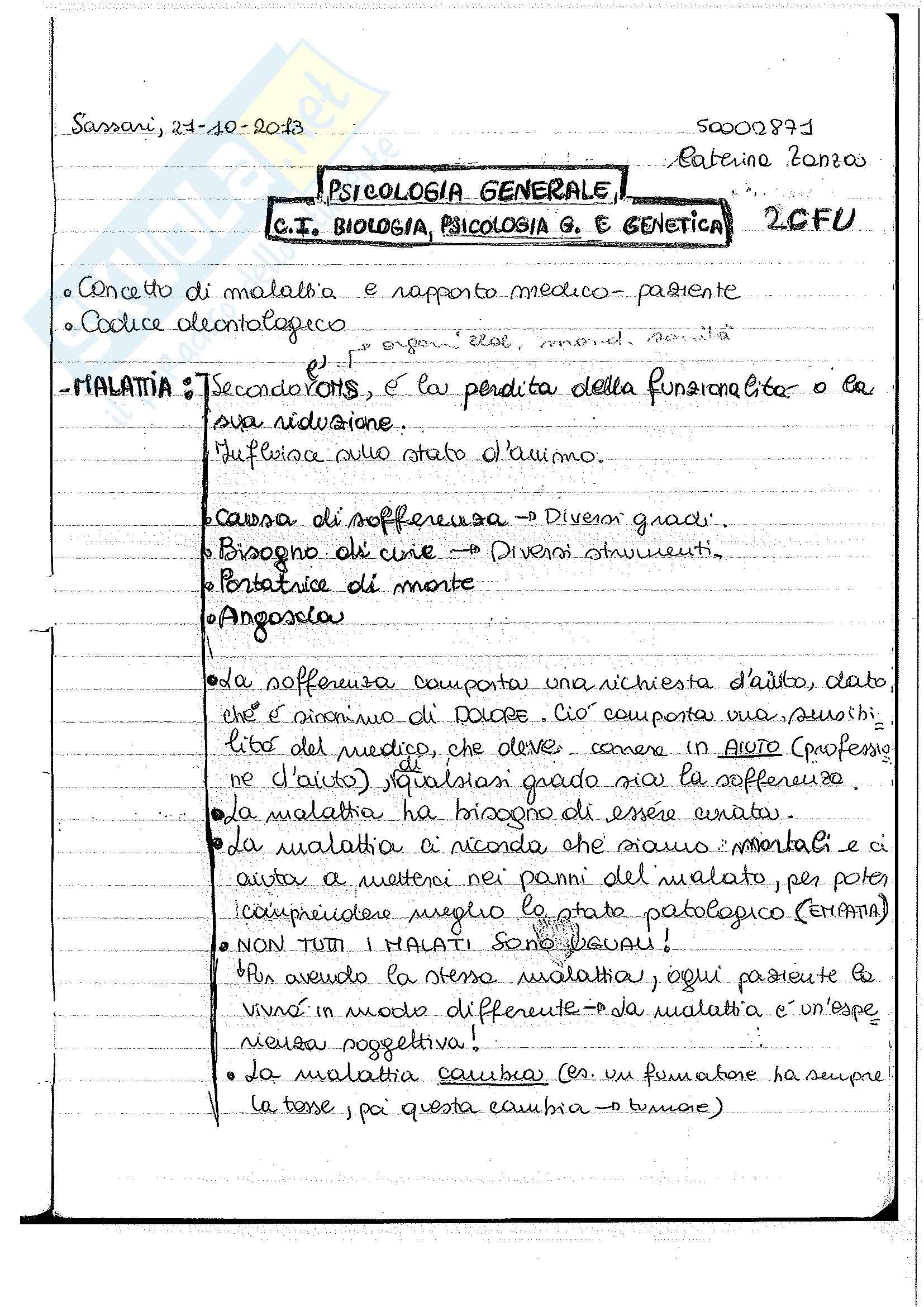 Psicologia generale - Appunti Pag. 1