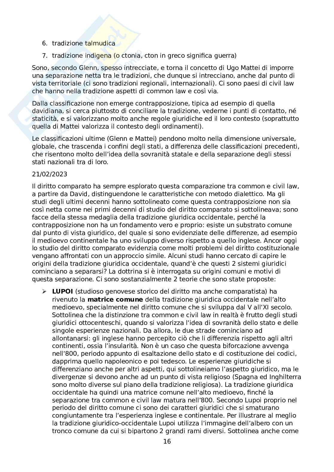 Sistemi giuridici comparati Pag. 16