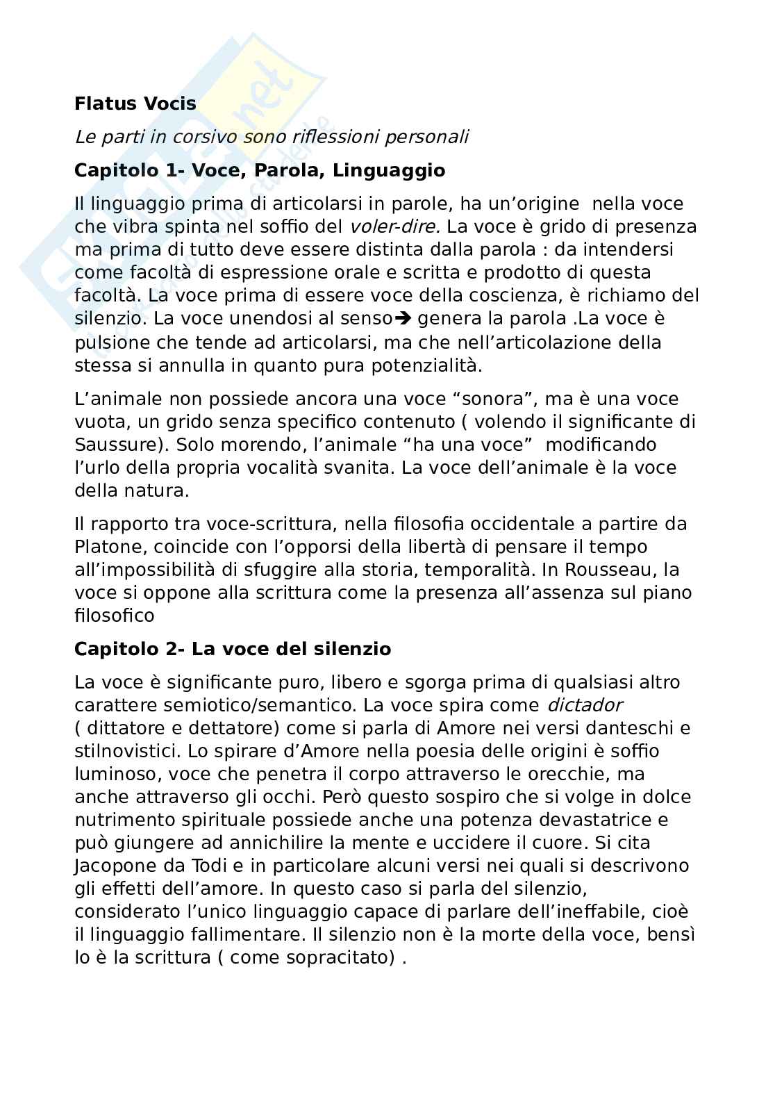 Riassunto esame Letteratura italiana, Prof. Arsillo Vincenzo, libro consigliato Flautus Vocis, Corrado Bologna Pag. 1