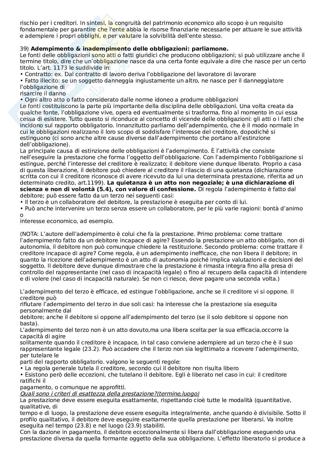 Domande orale Istituzioni di diritto privato Pag. 71