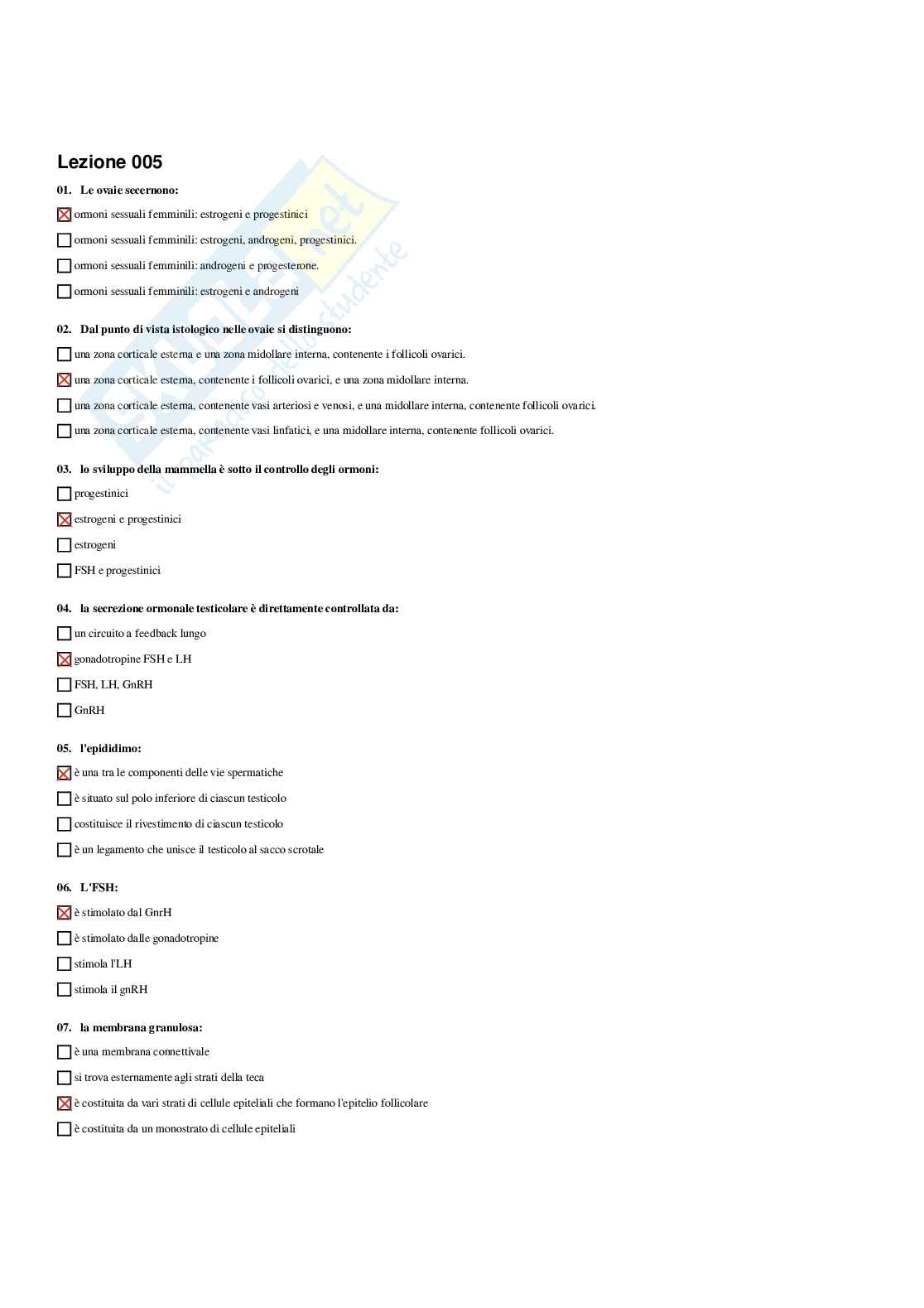 Paniere Endocrinologia applicata all'attività motoria (2026) - Risposte Multiple Corrette Pag. 11