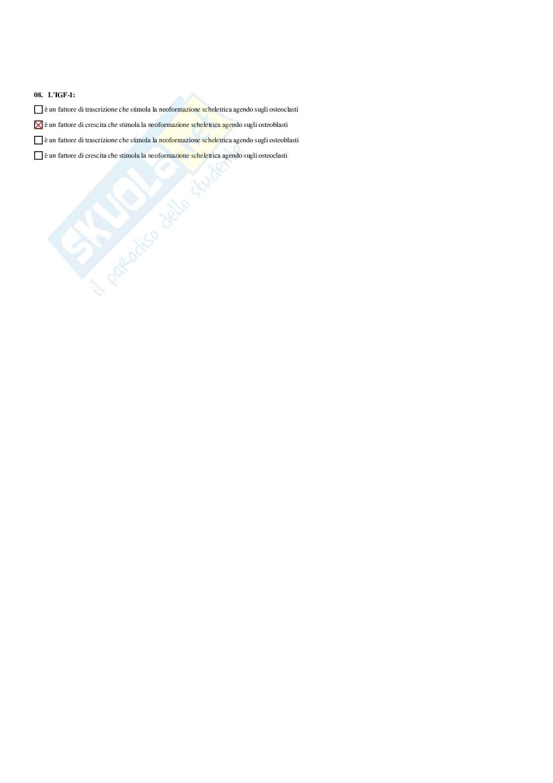 Paniere Endocrinologia applicata all'attività motoria (2026) - Risposte Multiple Corrette Pag. 46