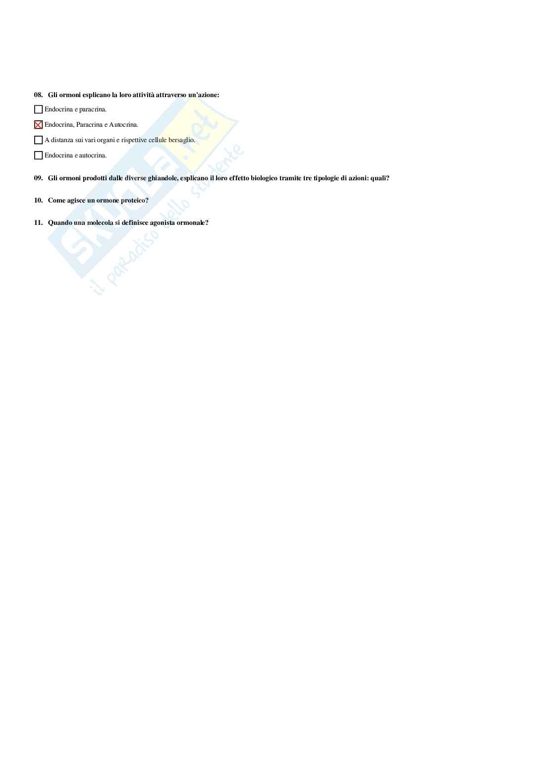 Paniere Endocrinologia applicata all'attività motoria (2026) - Risposte Multiple Corrette Pag. 6
