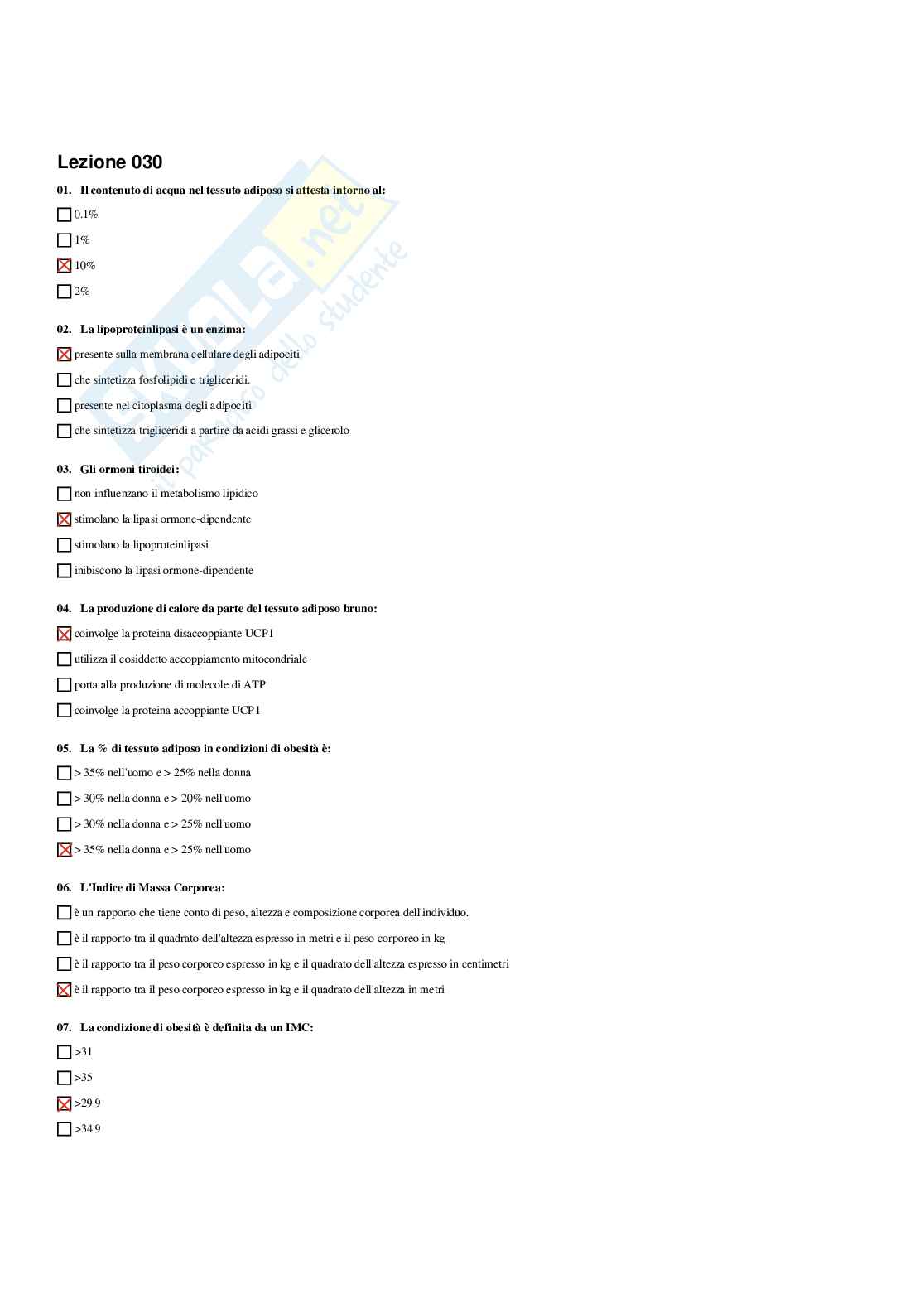 Paniere Endocrinologia applicata all'attività motoria (2026) - Risposte Multiple Corrette Pag. 61