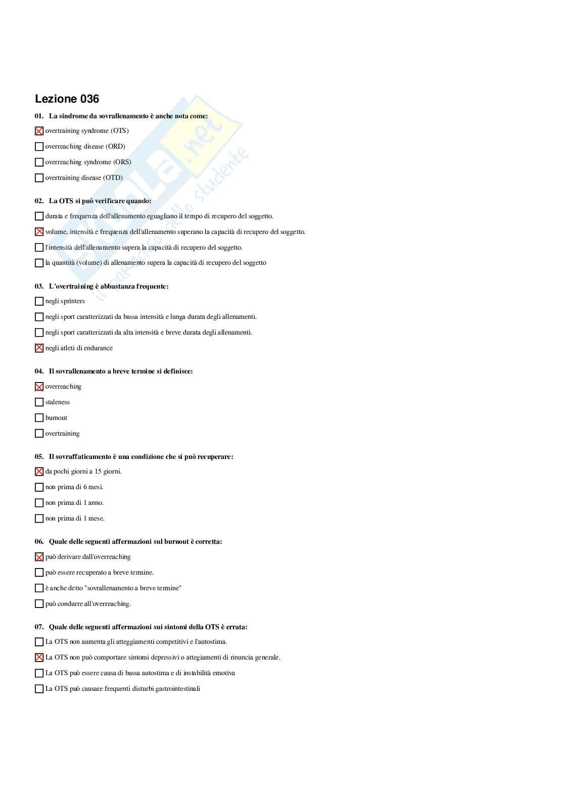 Paniere Endocrinologia applicata all'attività motoria (2026) - Risposte Multiple Corrette Pag. 71