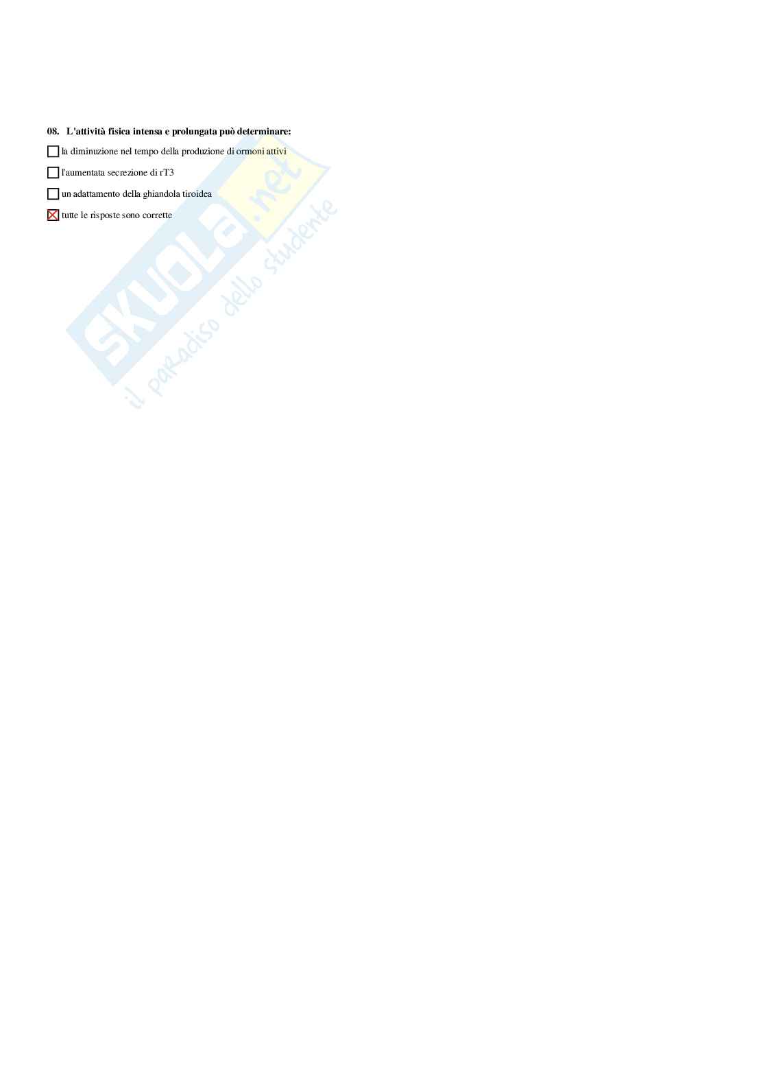 Paniere Endocrinologia applicata all'attività motoria (2026) - Risposte Multiple Corrette Pag. 76