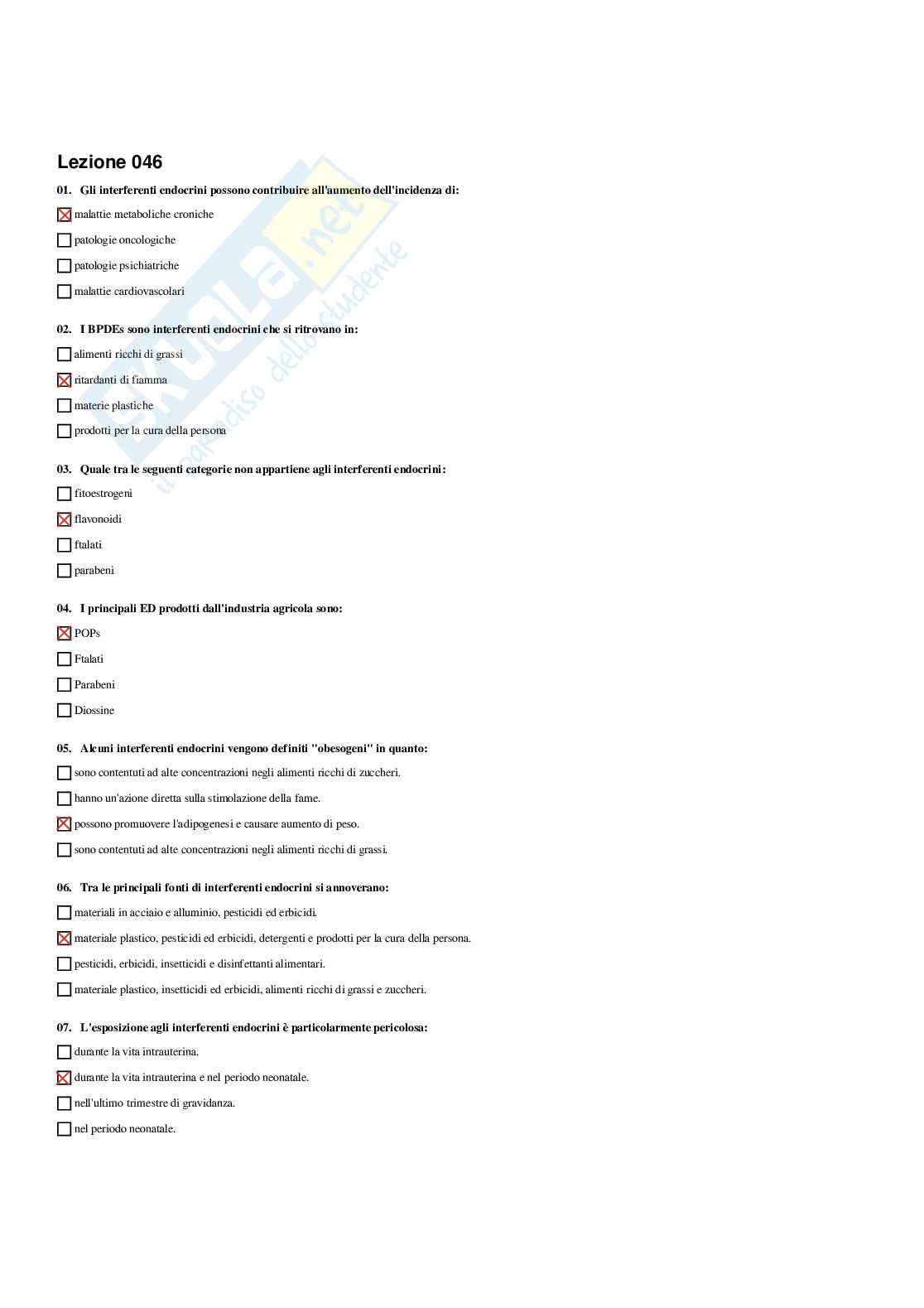 Paniere Endocrinologia applicata all'attività motoria (2026) - Risposte Multiple Corrette Pag. 91